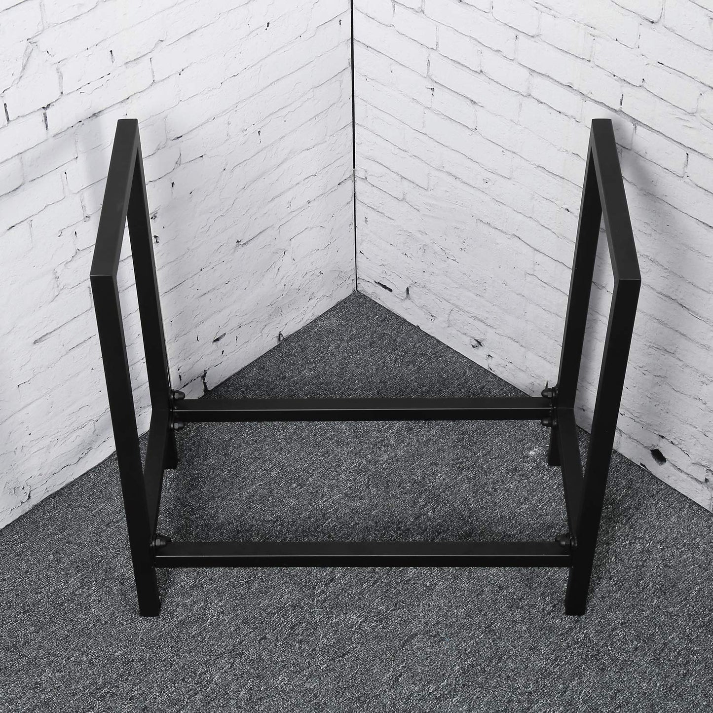 MBQQ Industrial Rustic 24" Firewood Log Rack for Home Fireplace Decoration, Indoor/Outdoor Wrought Iron Firewood Holder, Metal Lumber Storage Rack, Black