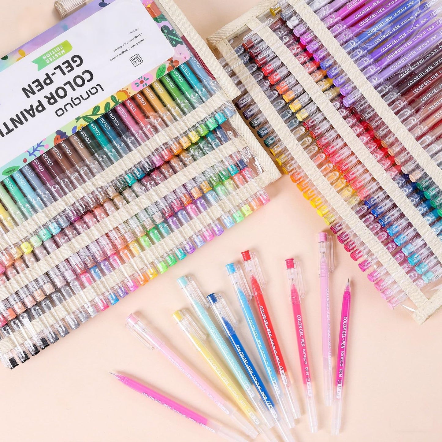 168Pcs 162 Colors Gel Pens Set，0.6mm Fine Point Quick-Drying Ink with Exquisite Transparent Storage Bag for Adult Coloring & Journaling, Drawing & Office