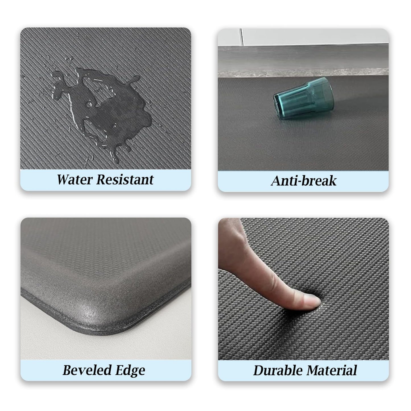 Artnice Kitchen Mats for Floor, 3/4" Extra Thick Cushioned Anti Fatigue Mat, Waterproof Kitchen Rug, Non Slip Heavy Duty Ergonomic Standing Desk Mat for Home, Sink, Office (17.3" x 28",Grey)