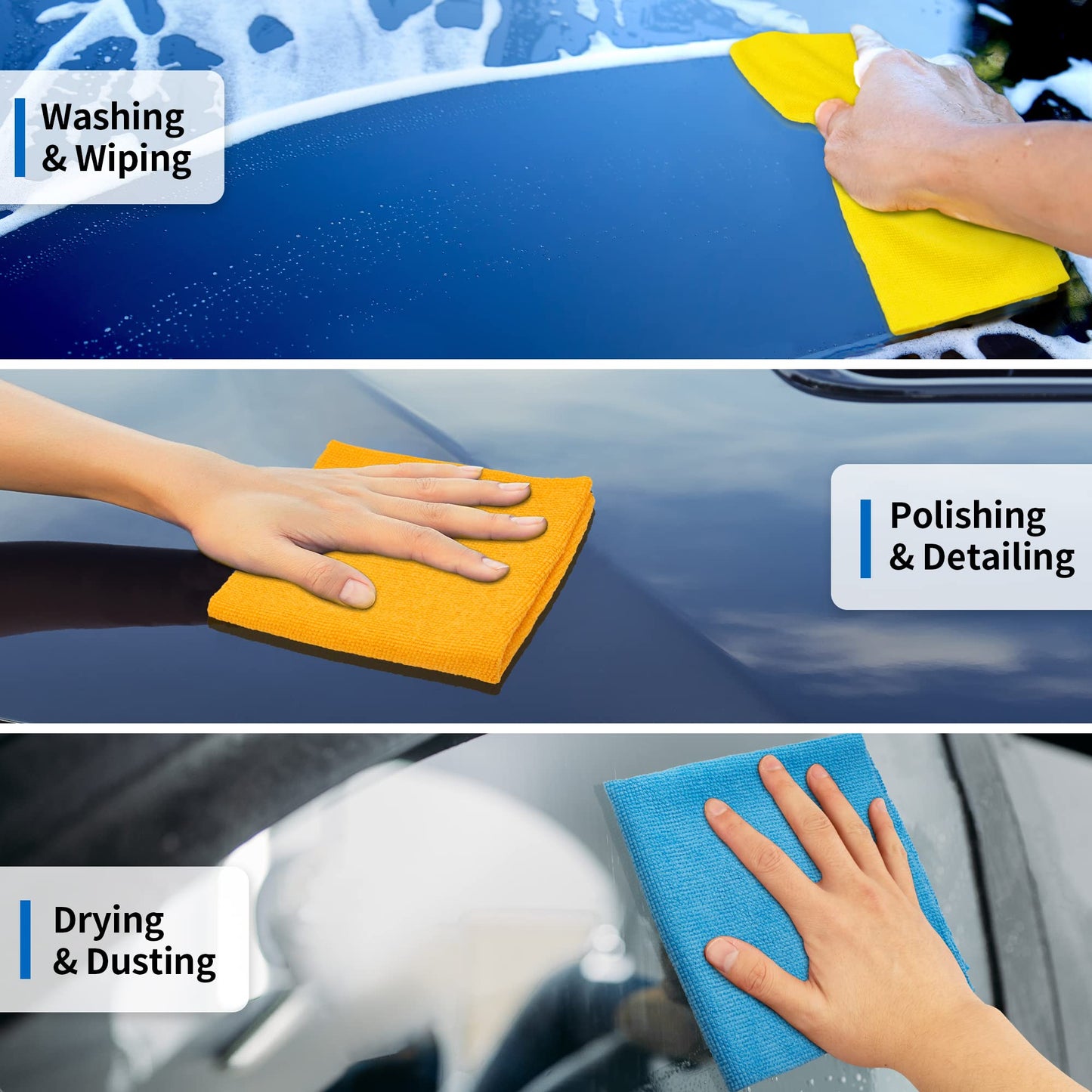 HOMERHYME Microfiber Cleaning Cloths, 100 Pack Cleaning Rags Towels Bulk Absorbent Lint-Free Washcloths, All-Purpose Washable Car Cloth Wipes for Detailing, Office, Household 11.5" x 11.5", Assorted