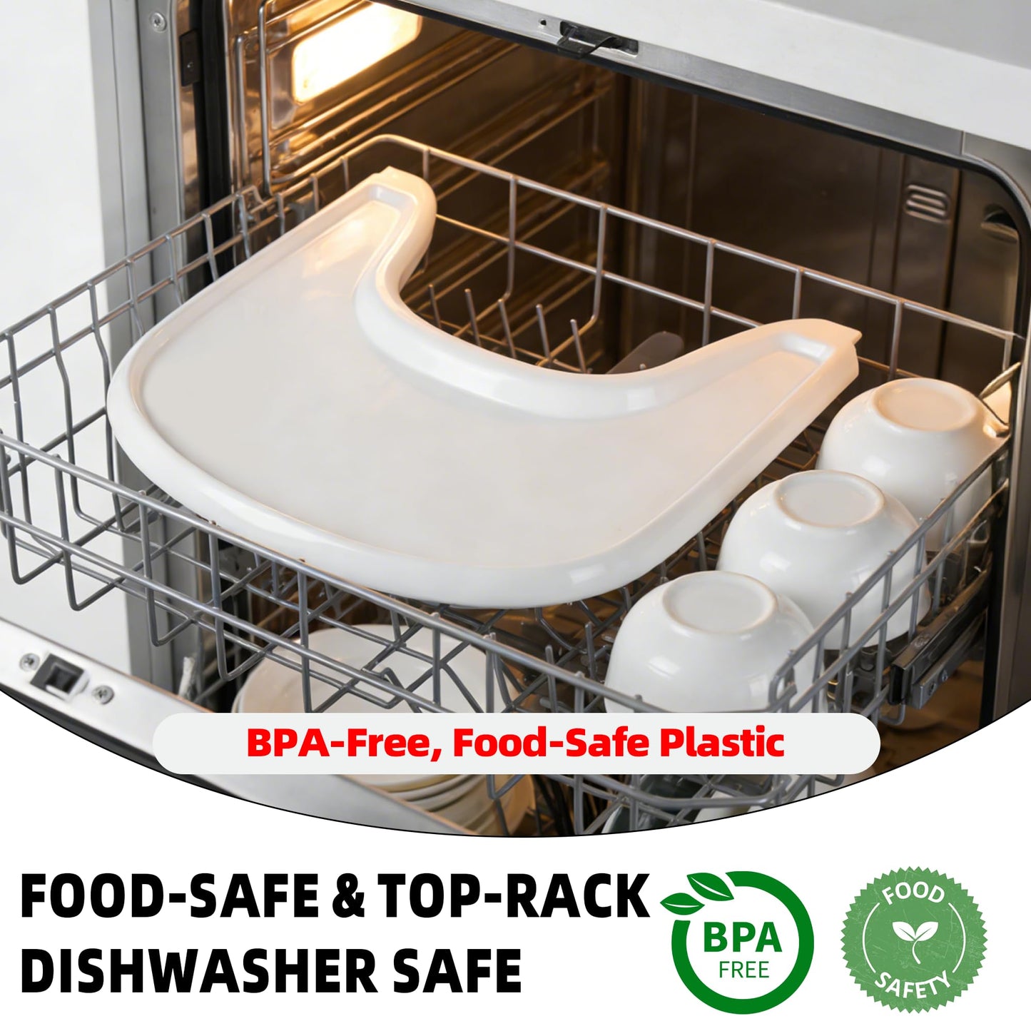 LuQiBabe Baby High Chair Tray Compatible with Stokke Tripp Trapp Chair (V2 and Beyond) with Smooth Surface and Strong Suction Power Made of Food-Safe Plastic (BPA BPS BPF Lead Phthalate Free) - White