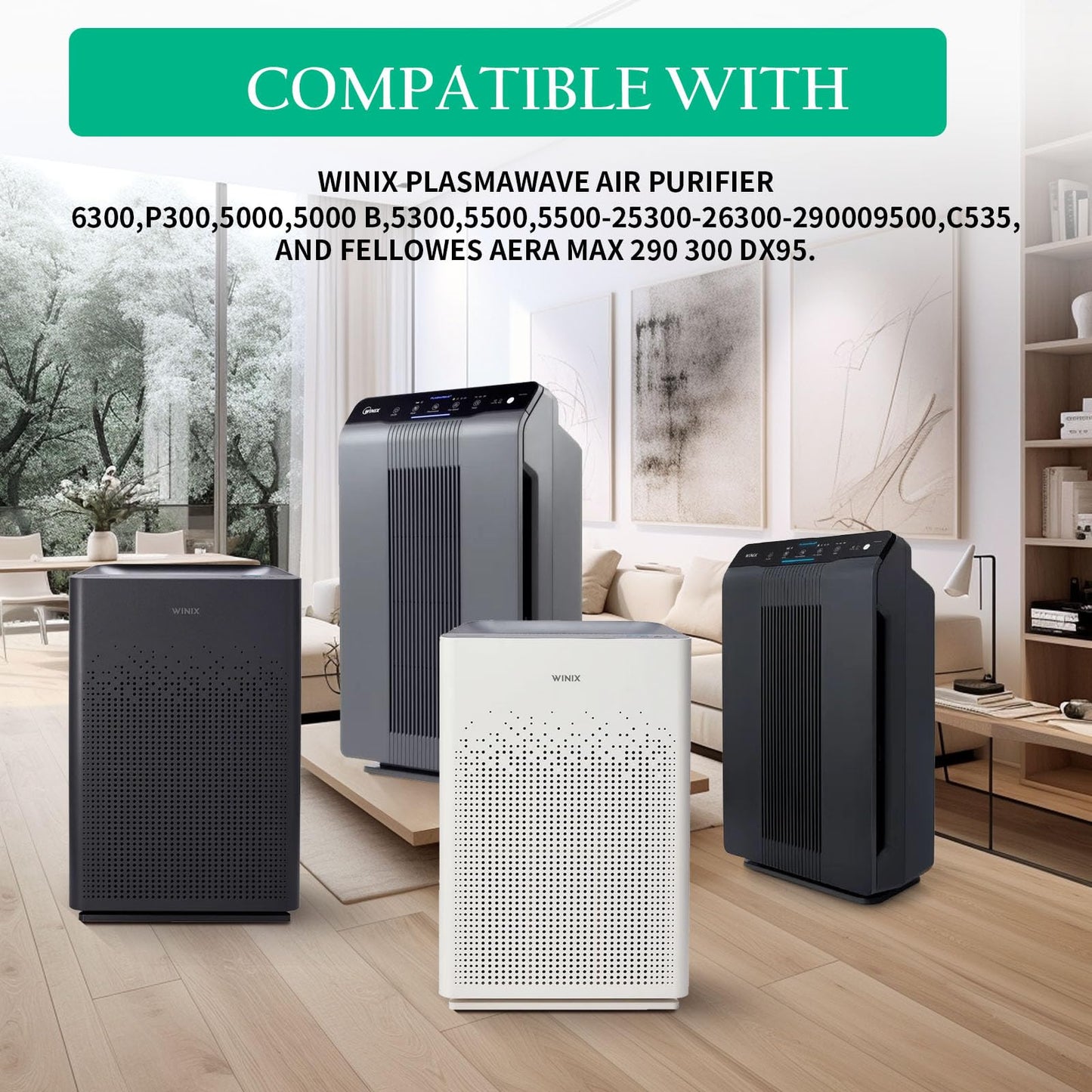115115 Size 21 Replacement Filter A Compatible with Winix C535 C909, PlasmaWave 5300,6300,5300-2,6300-2, P300 AM90 Air Purifier - True HEPA Filter Only 3 Pack