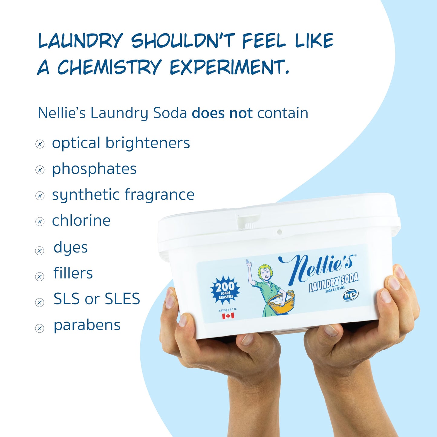 Nellie's Laundry Soda - Concentrated Laundry Detergent Powder - 200 Loads - Fragrance-Free & Septic Safe - Dissolves Quickly & Rinses Residue-Free (Made in Canada)
