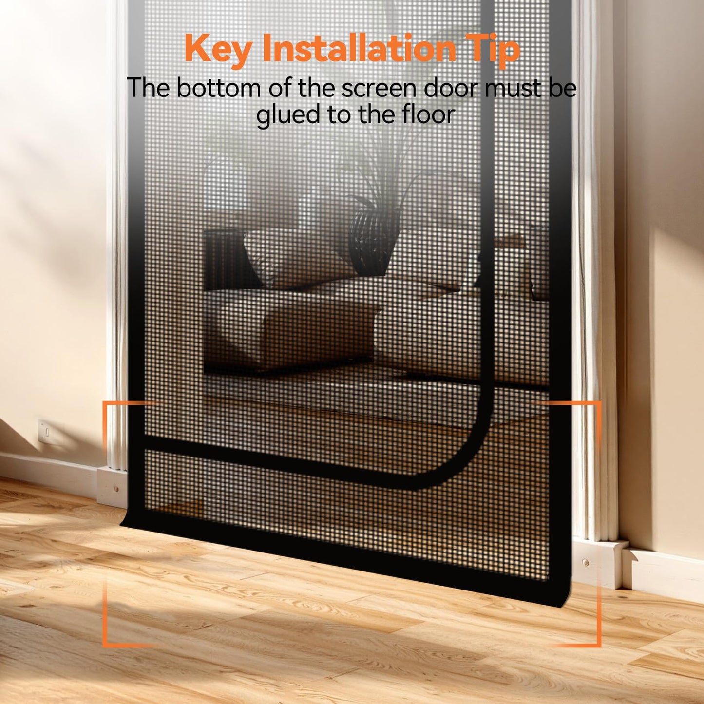 BFNN Cat Screen Door, Extra Tall Cat-Proof Mesh Gate, Fit Door Size 38'' x 82'', Anti-Cat Scratch Mesh with Zipper Closure, for Living Room, Kitchen, Bedroom (Black)