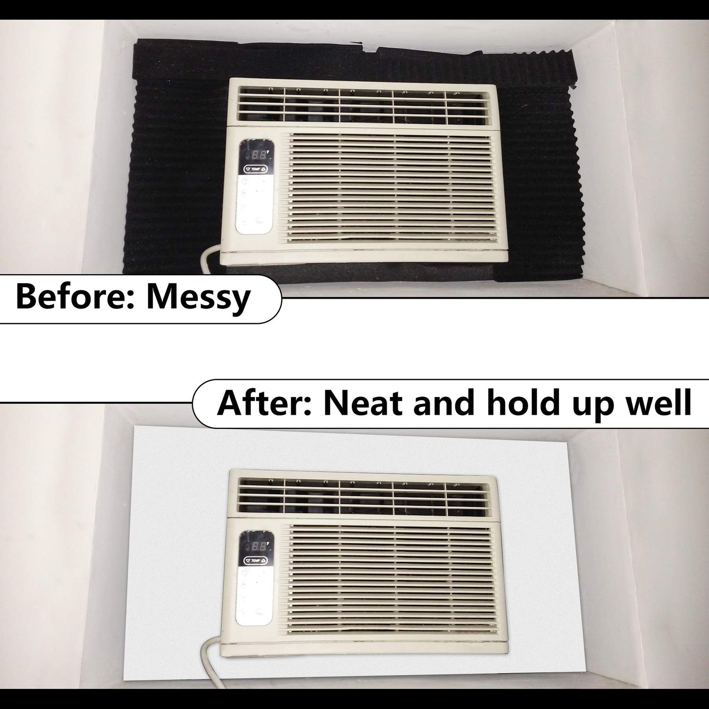 BJADE'S Window Air Conditioner Side Insulated Foam Panel, One-Piece Full Surround Insulation Panels Window Seal Kit, Summer and Winter Heat and Draft Insulating