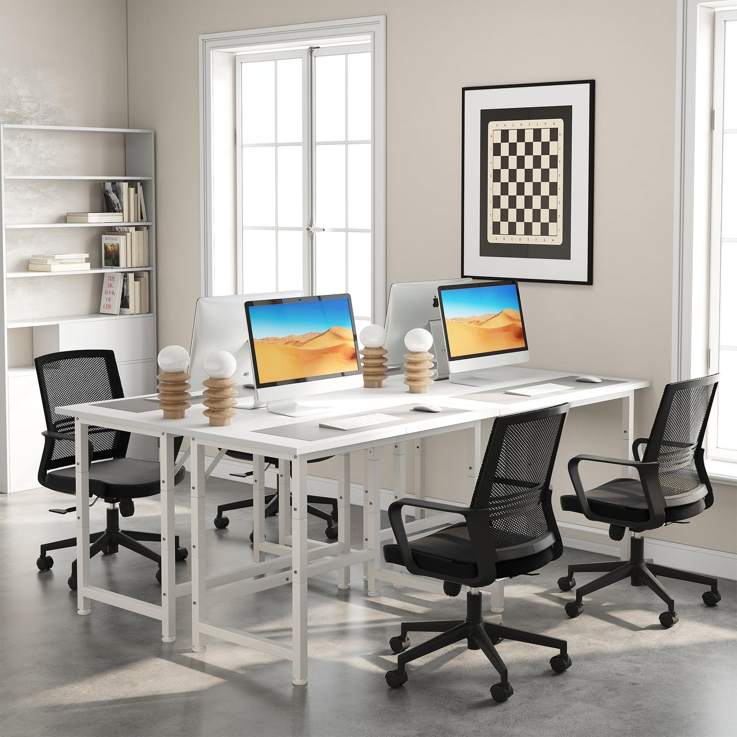 Flrrtenv 23.6 Inch Computer Desk, Small Writing Study Desk with Sturdy Metal Frame, Gaming Table with Desk Pad for Home Office, White