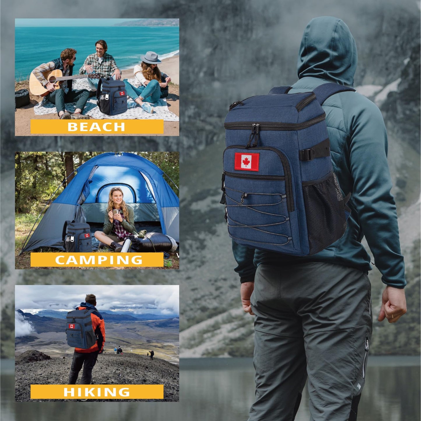 25L Backpack Cooler Keep All Drink Cold for Long Periods of Time Cooler Backpack Insulated Waterproof Portable High Durability Small Cooler Backpack with Compartment for Hiking Camping Beach
