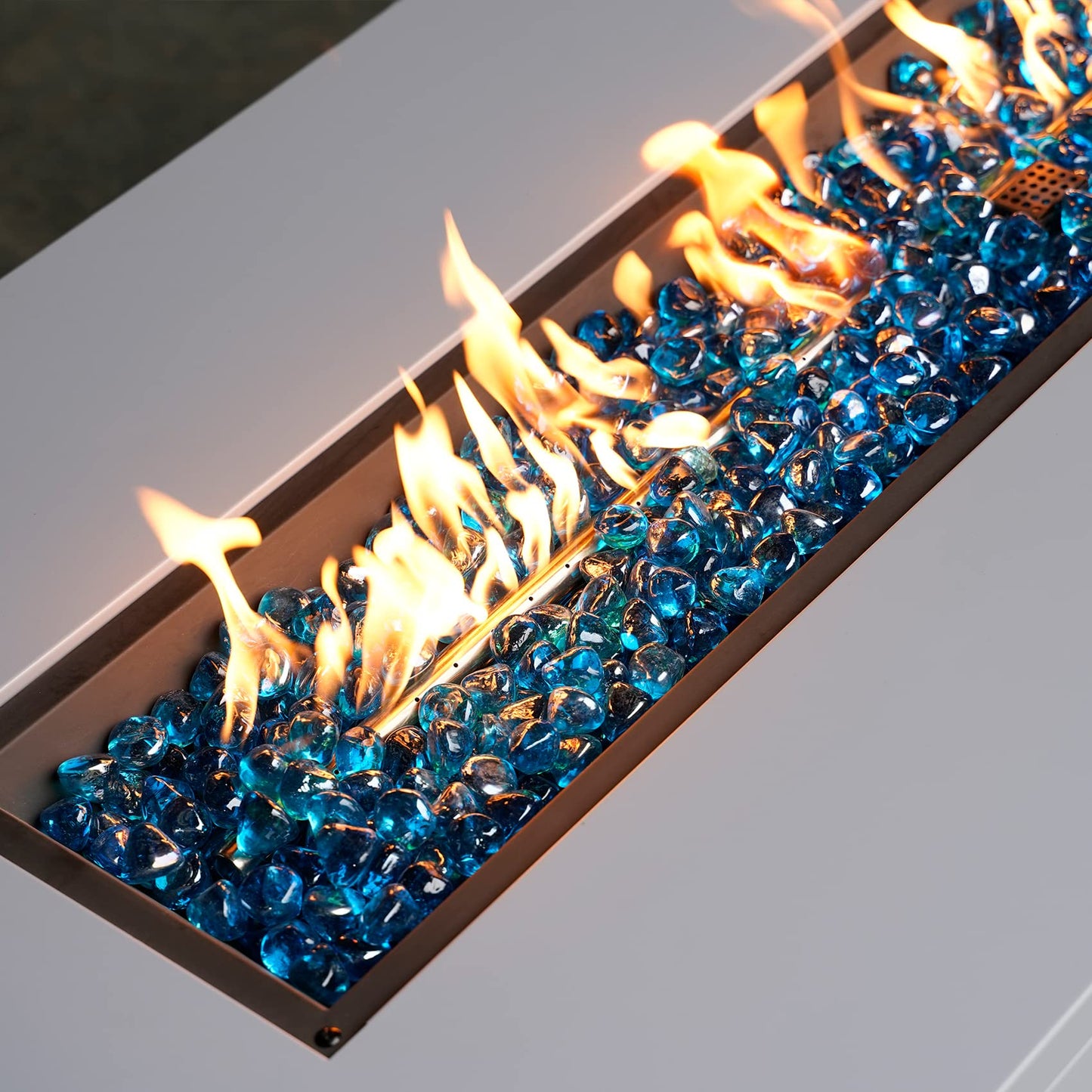 Onlyfire Reflective Fire Glass Diamonds for Natural or Propane Fire Pit, Fireplace, or Gas Log Sets, 10-Pound, 1/2-Inch, Caribbean Blue Luster