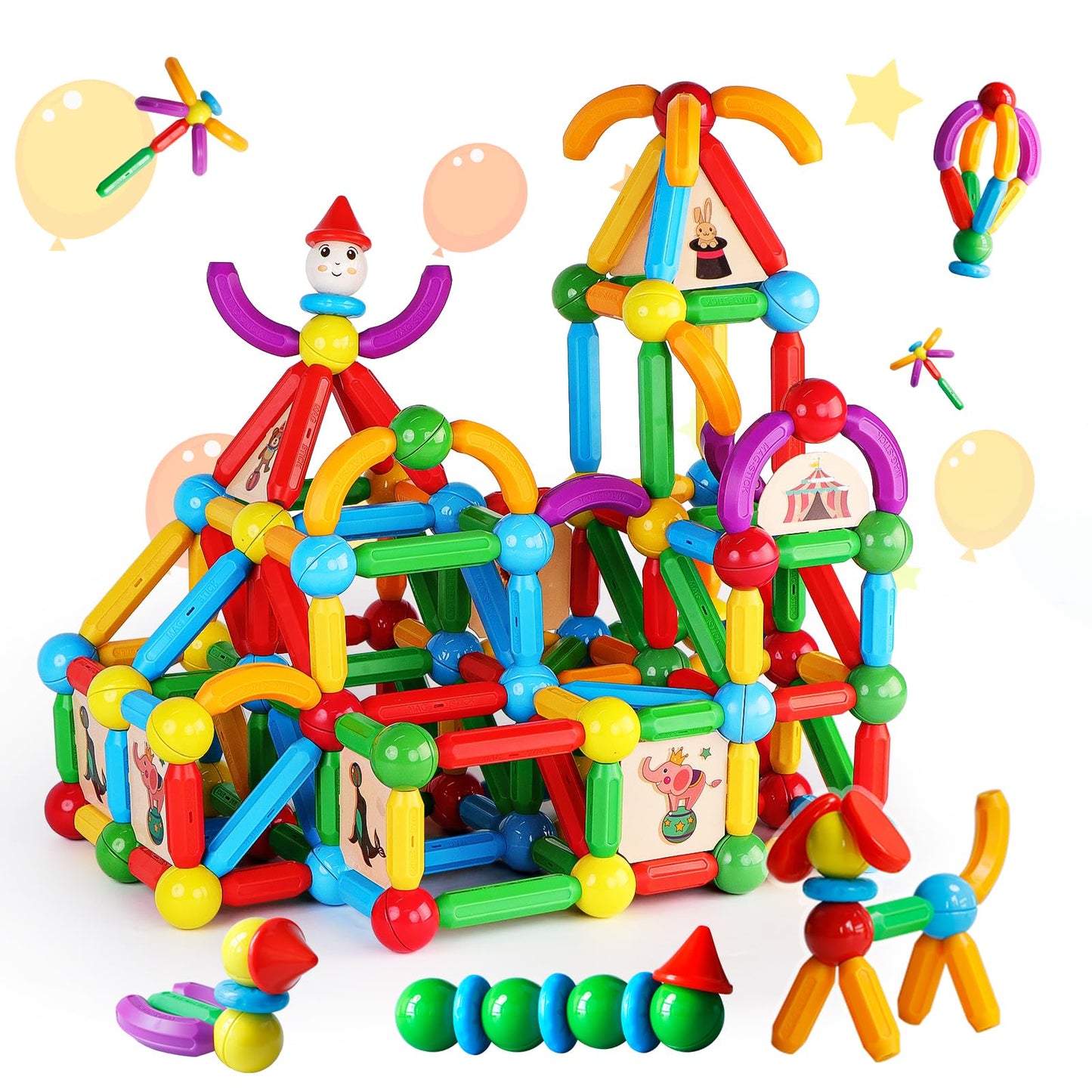 TOKBLOK Magnetic Blocks Toys for 3 Years Old Girls Boys Magnetic Building Sticks Preschool Educational Learning STEM Toddler Montessori Magnet Toys Kids Gift