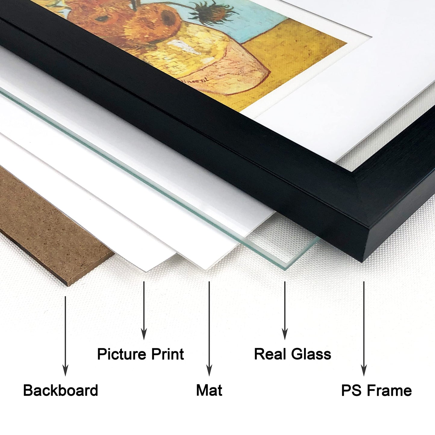 DEKWINN 8x10 Picture Frame Set of 6 with Real Glass for Pictures 5x7 with Mat or 8x10 Without Mat, Wall Gallery or Tabletop display Photo Frames in Black