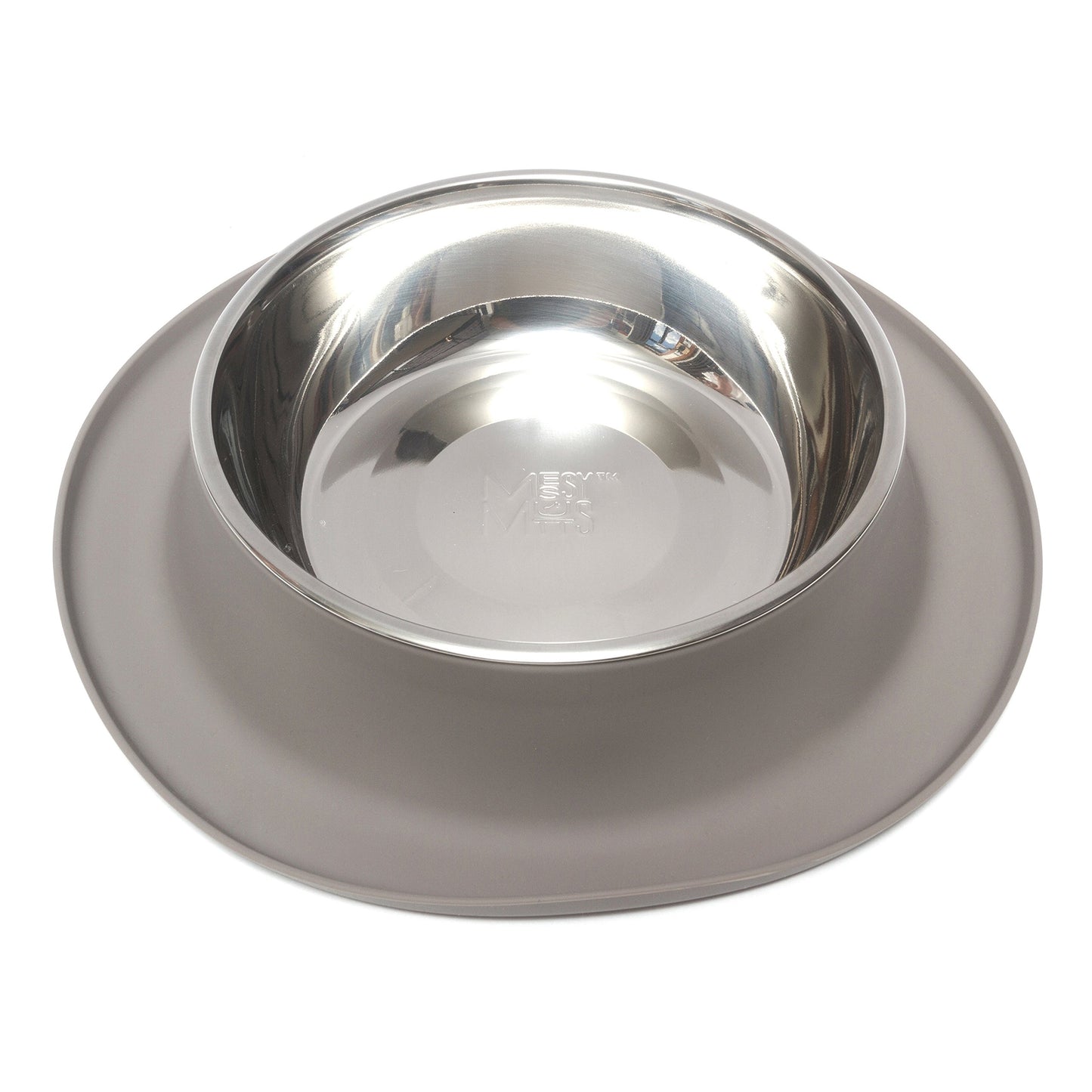 Messy Mutts Single Silicone Feeder with Stainless Bowl | Non-Skid Food Dishes for Dogs for All Pets | Dog Food Bowls | Extra-Large, 6 Cups | Grey
