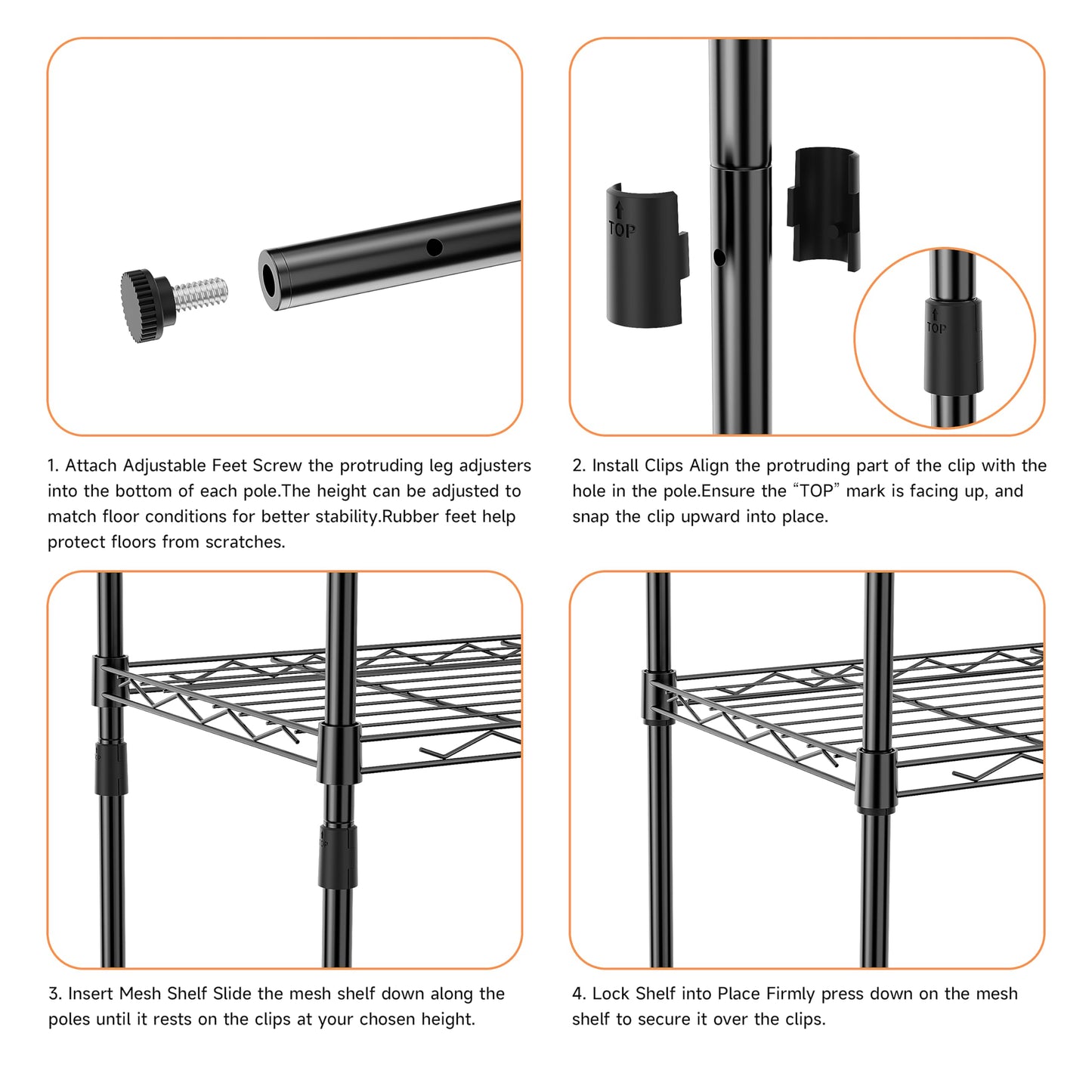IZEUK 5-Shelf Shelving Unit - Heavy Duty Storage Shelving, Metal Wire Shelving, Storage Organizer Standing Rack for Kitchen, Office and Garage (Black, 5 Tier, 11.8" D × 17.7" W × 55" H)
