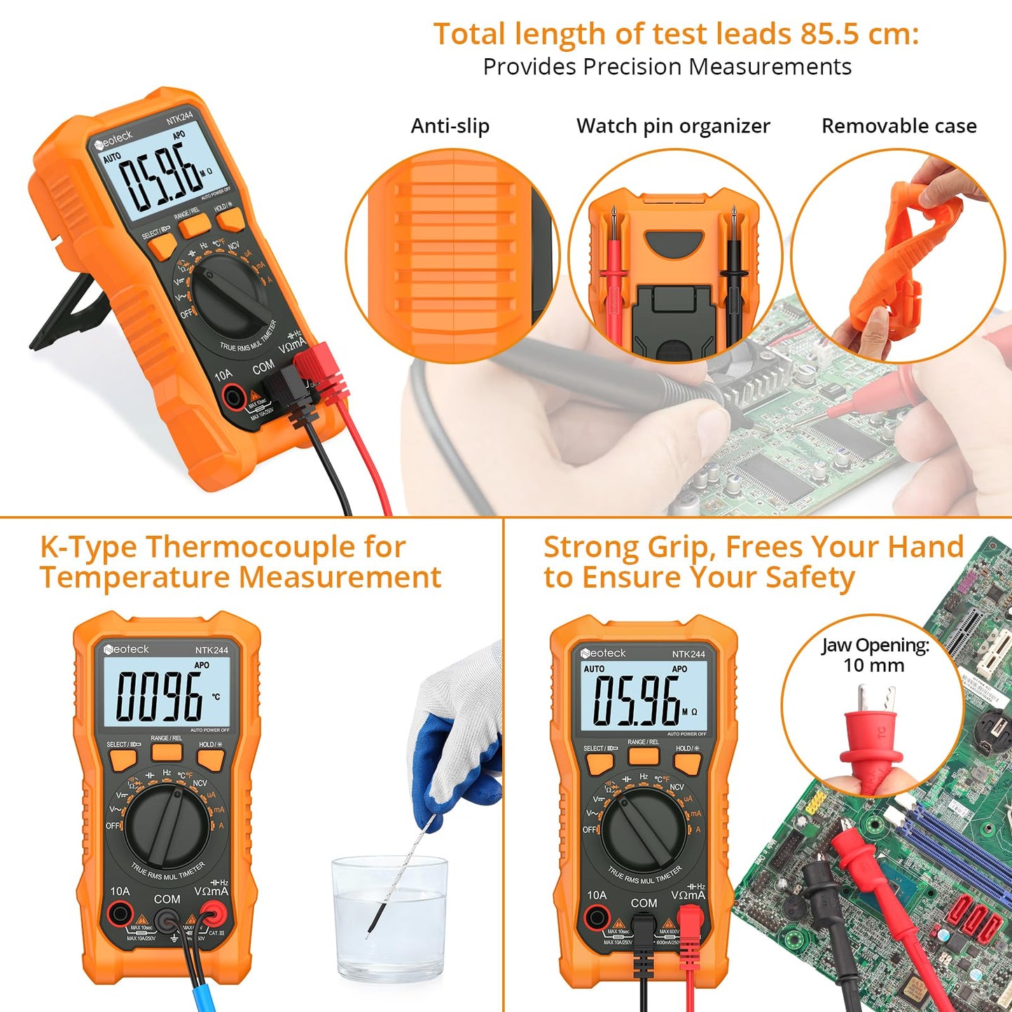 Neoteck 6000 Counts Digital Multimeter with NCV and TRMS Auto Range Multimeter for AC/DC Voltage & Current, Resistance,Capacitance,Frequency,Temperature,Duty Ratio,Continuity Voltmeter for Car Circuit