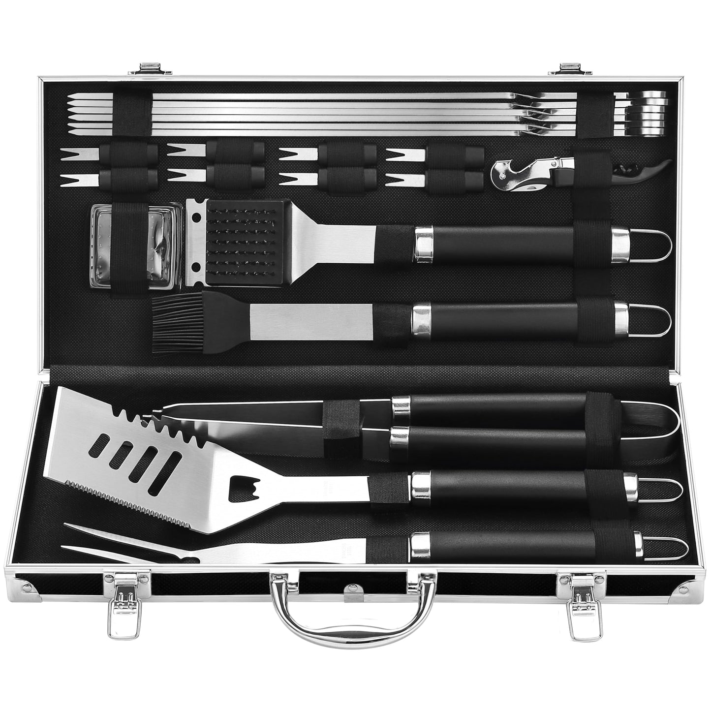 Grilljoy BBQ Grill Accessories Set, Heavy Duty BBQ Tools Set for Men & Women Gift, Grill Utensils Kit with Slicone Glove, Grilling Accessories with Storage Bag for Smoker, Camping Barbecue