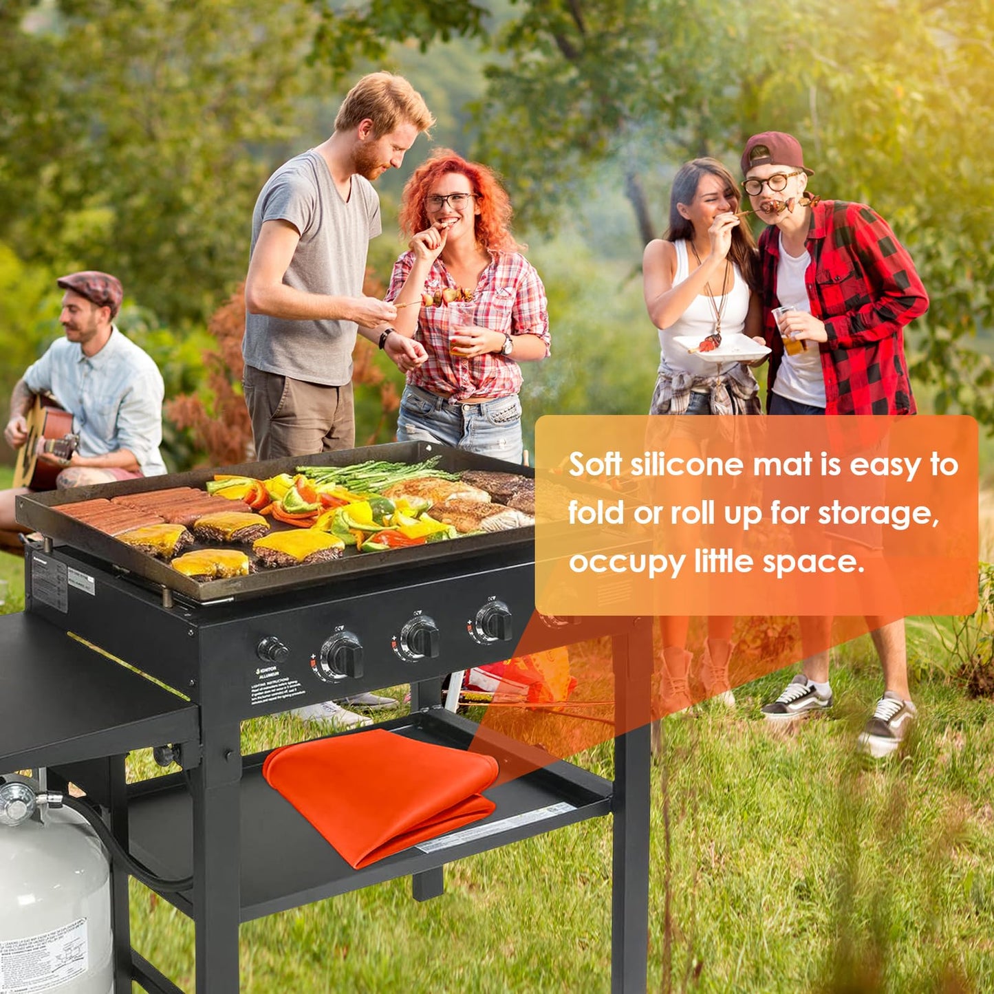 36" Griddle Mat for Blackstone Griddle Full Edge Cover, Protective Cover Heavy Duty Reusable Food Grade Silicone Mat Cover