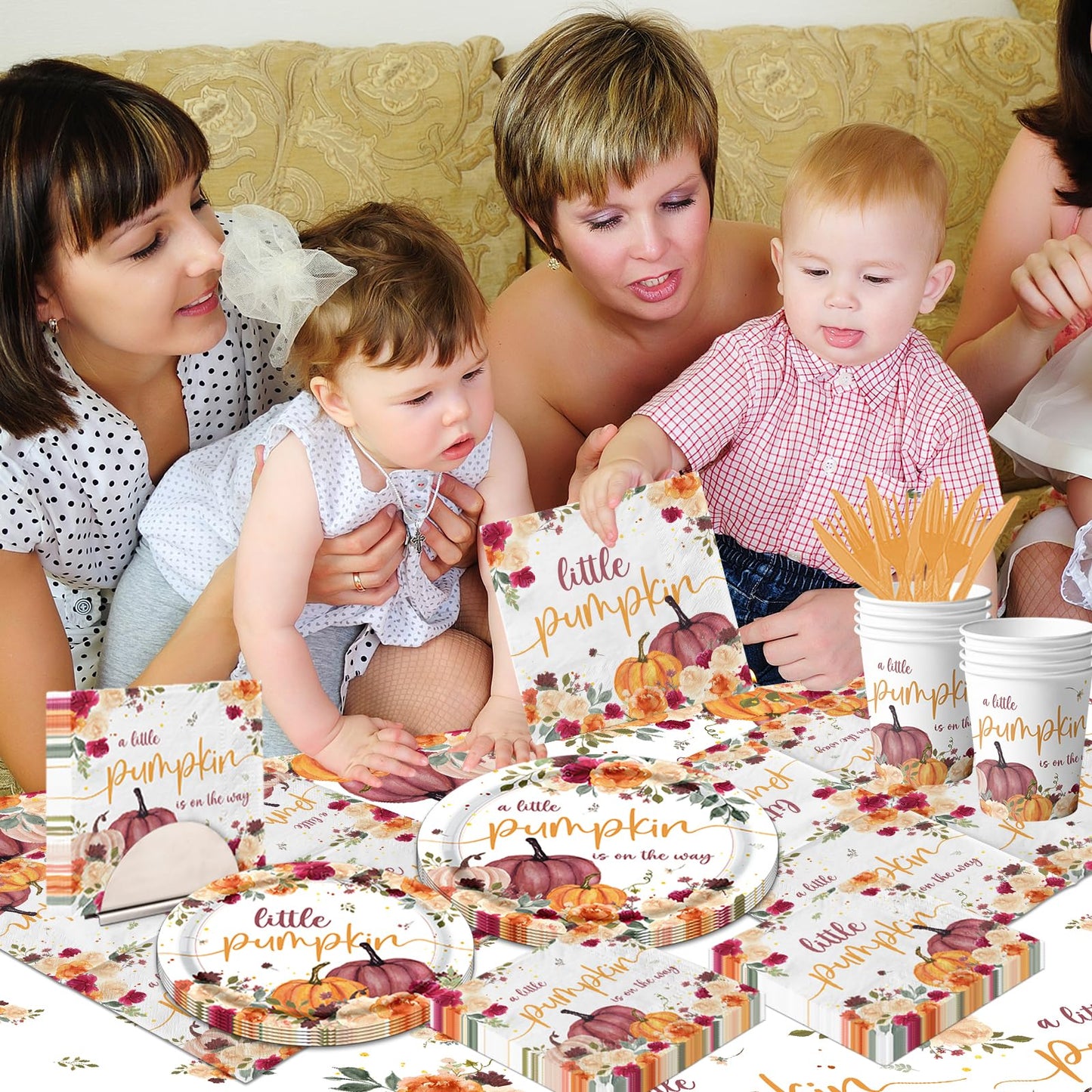 142Pcs A Little Pumpkin is On The Way Tableware-Fall Baby Shower Decorations