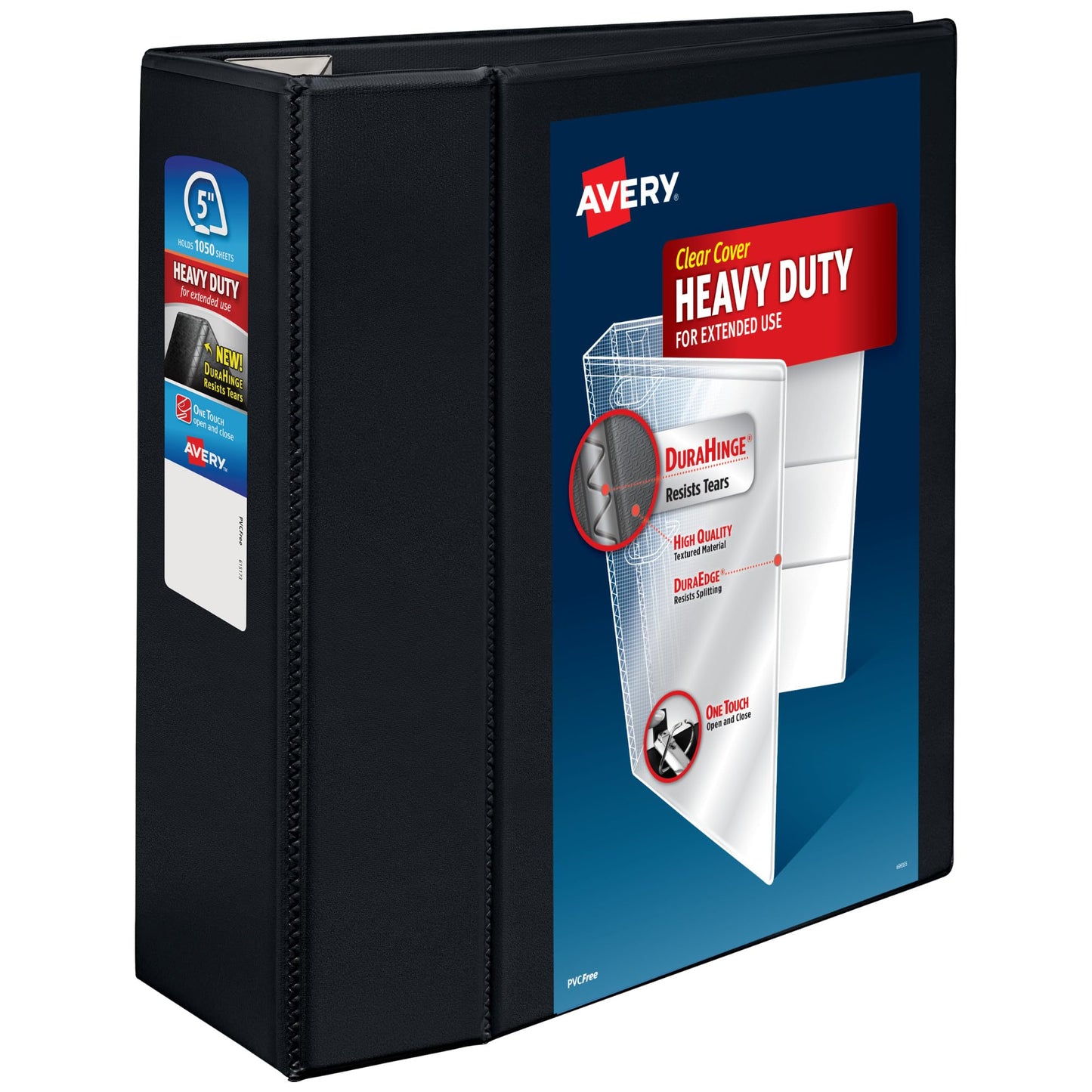 Avery Heavy-Duty Reference View Binder with 5 Inch EZD Rings, Black (79606)