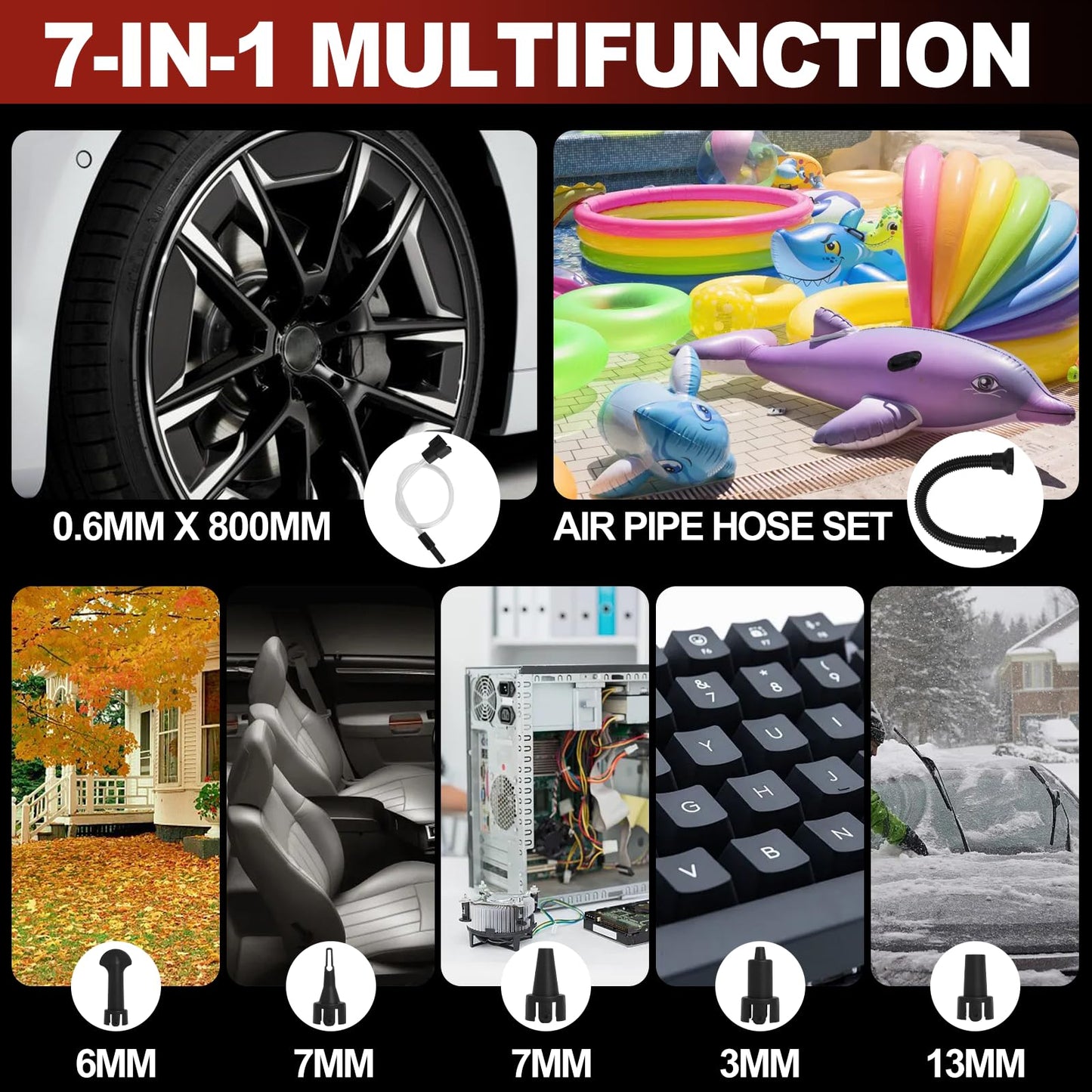 Compressed Air Duster for Milwaukee 18V Battery,Brushless HighSpeed Motor, Compressed Air Duster and Vacuum 2-in-1, High Volume Leaf Blower, 80,000 RPM, LED Lights, Multiple Variable Speeds