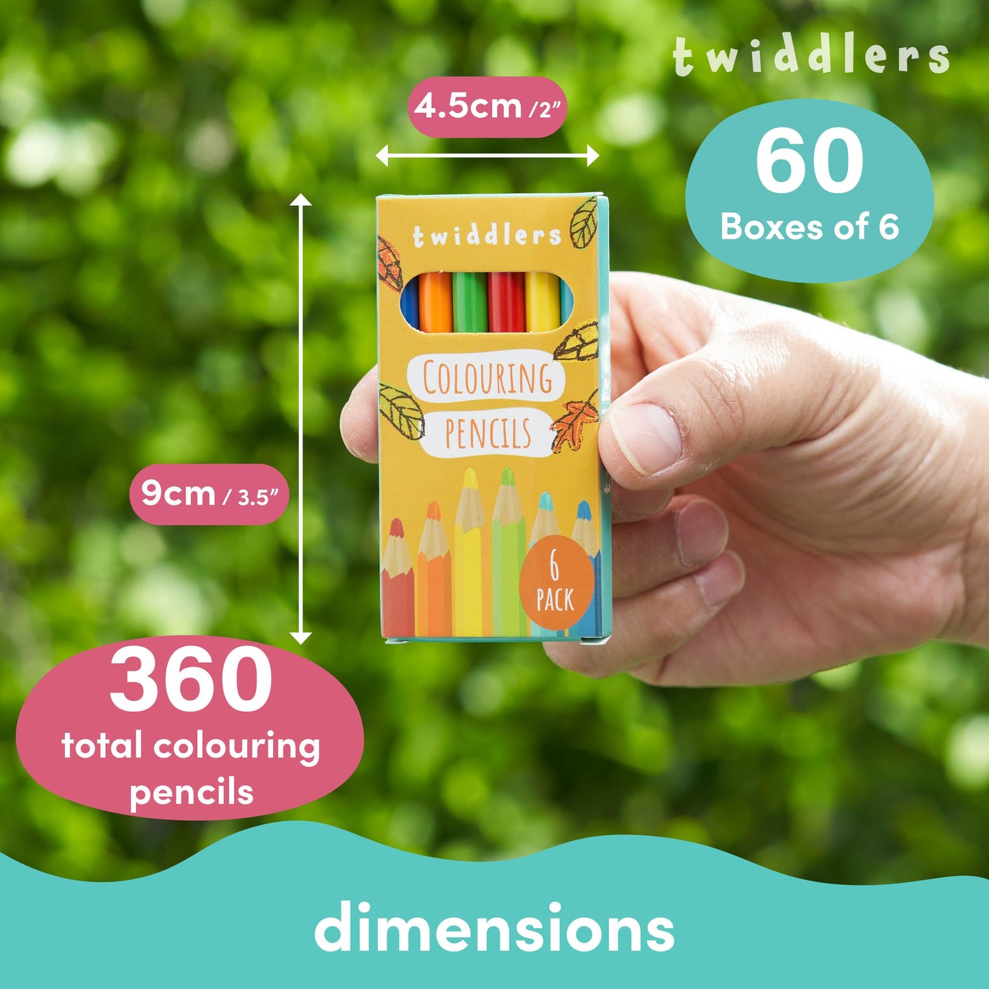 THE TWIDDLERS 60 Boxes of Mini Colouring Pencils - 6 Pencils Per Box, 360 Total - Easy Grip Round Barrel, 9cm Length, Multipack Party Bag Fillers for Kids Birthdays, Classroom Class Gifts