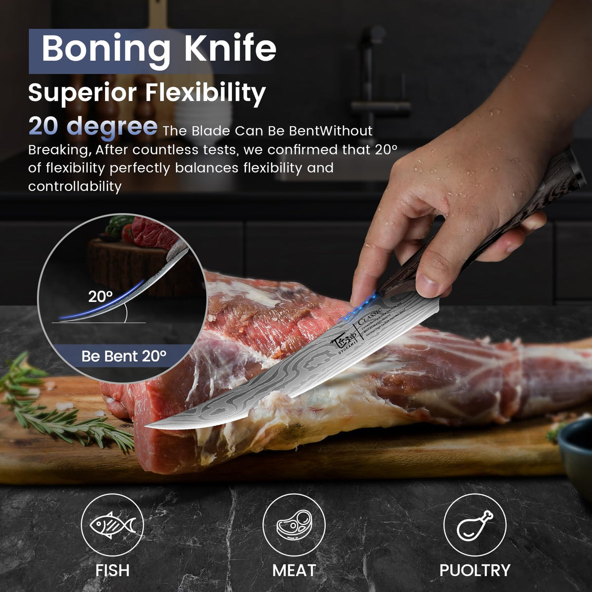 SYOKAMI Butcher Knife Set, 3 PCS Kitchen Knife for Meat Cutting, Cleaver, Breaking & Boning Knife, Japanese Style High Carbon Steel Kitchen Knife for Chopping, Slicing, Deboning, House Warming Gifts