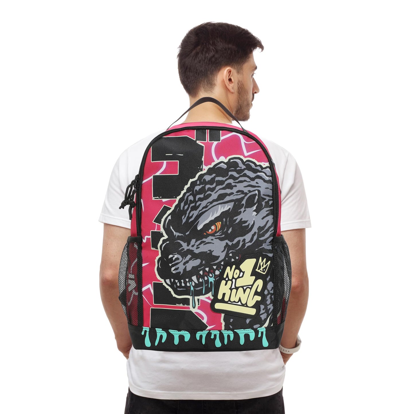 Godzilla Large Graphic 17.5" Pink Backpack