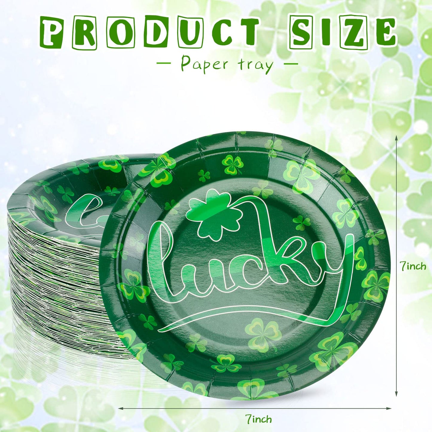 Zopeal 80 Pcs St. Patrick's Day Paper Plates Disposable 7 Inch St Patricks Day Dessert Plates Green Shamrocks Plate Cake Decorative Dinnerware for St Patricks Party Supplies