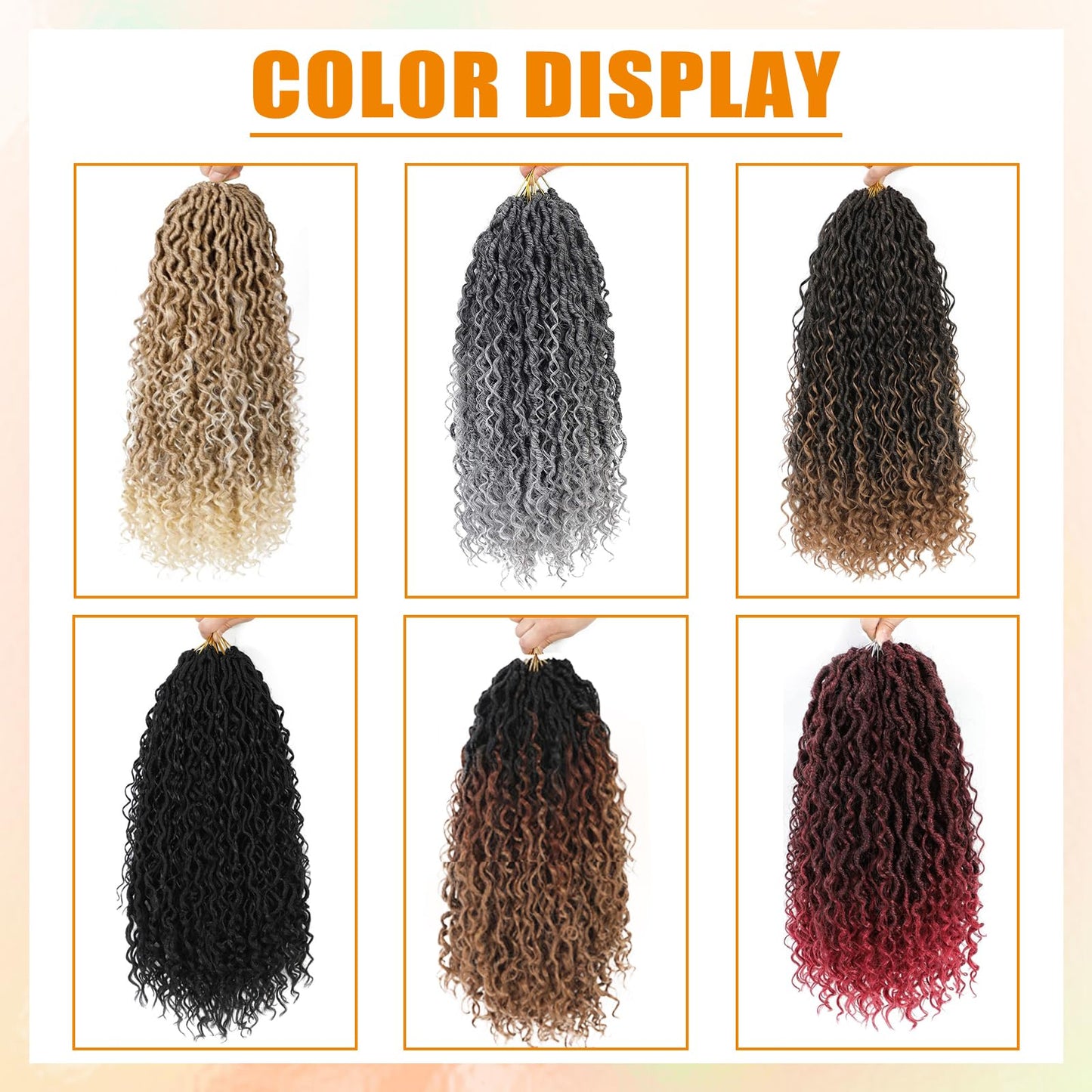 AMLUCKS 8 Packs Goddess Locs Crochet Hair Pre-Looped Boho Faux Locs Messy River Bohemian Crochet Hair for Black Women with Curly Ends (T30#, 14inch)