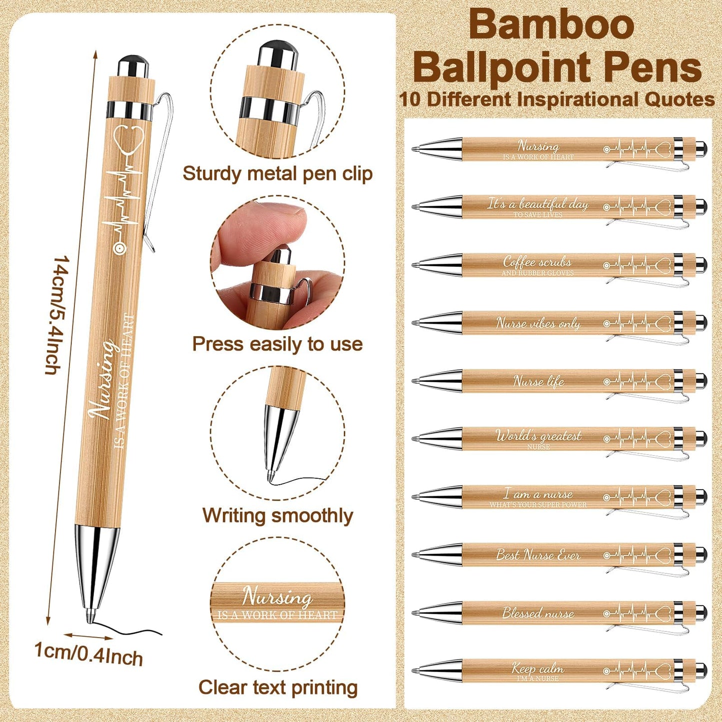10 Sets Nurse Appreciation Gifts Bulk Thank You Gift Inspirational Spiral Notebook Motivational Ballpoint Pens Nurses Week Gifts for Doctor Medical Nursing Graduation Gift Teacher Coworker Colleagues