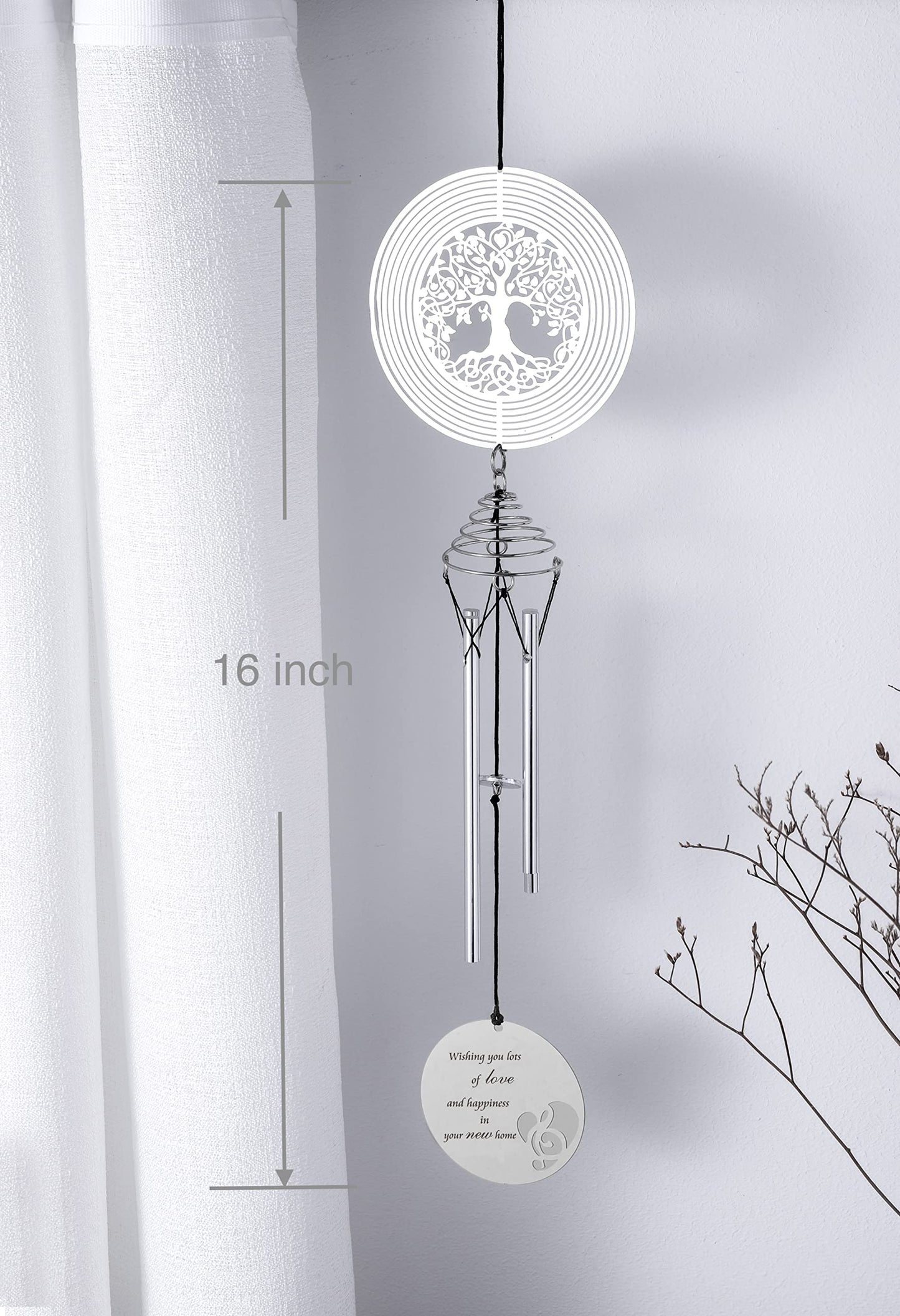 Housewarming Wind Chime with Tree of Life Wind Spinner - Gifts for New House and Homeowners - Couple's Home Warming Gift Ideas