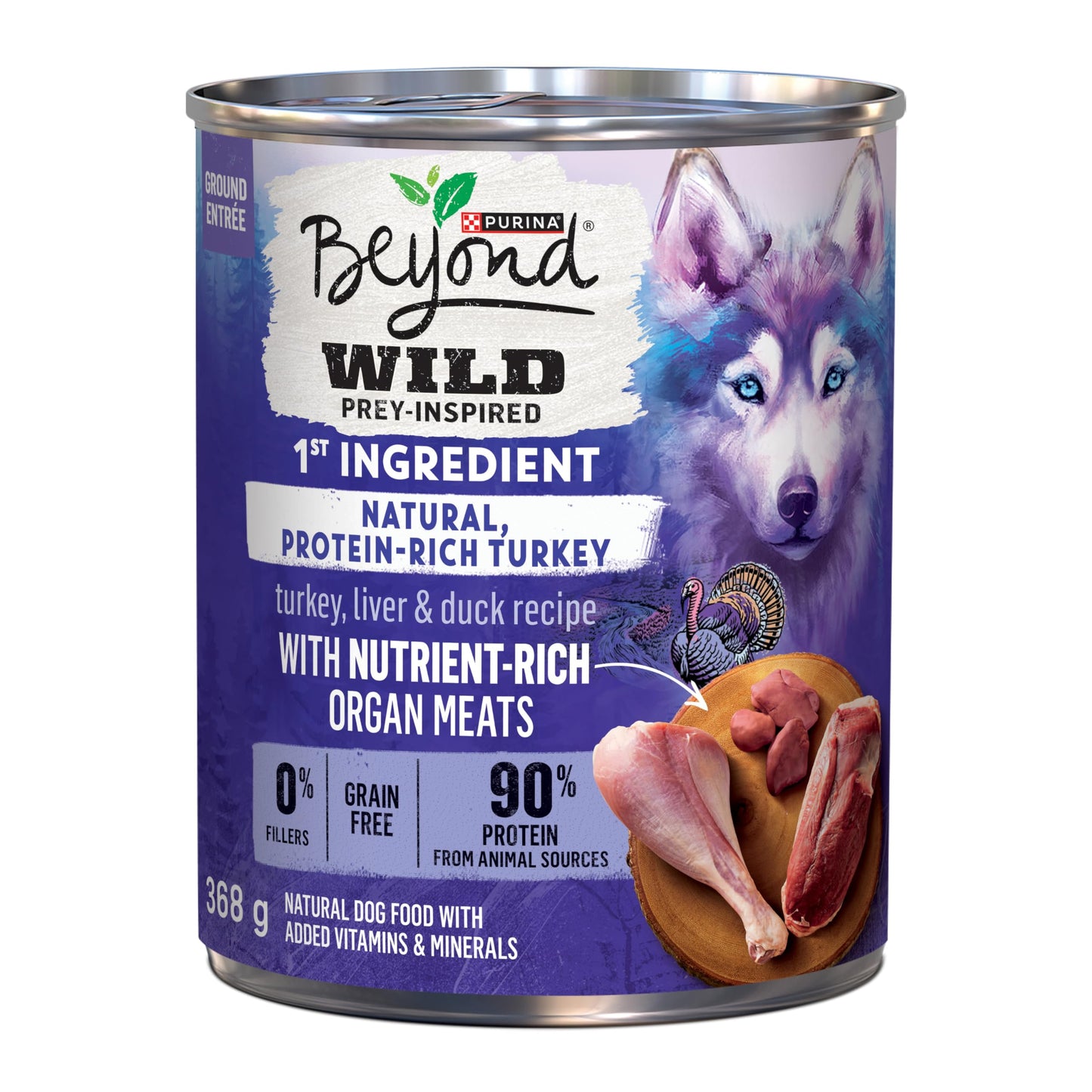 Beyond Wild Wet Dog Food, Turkey, Liver & Duck Recipe - 368 g Can (12 Pack)