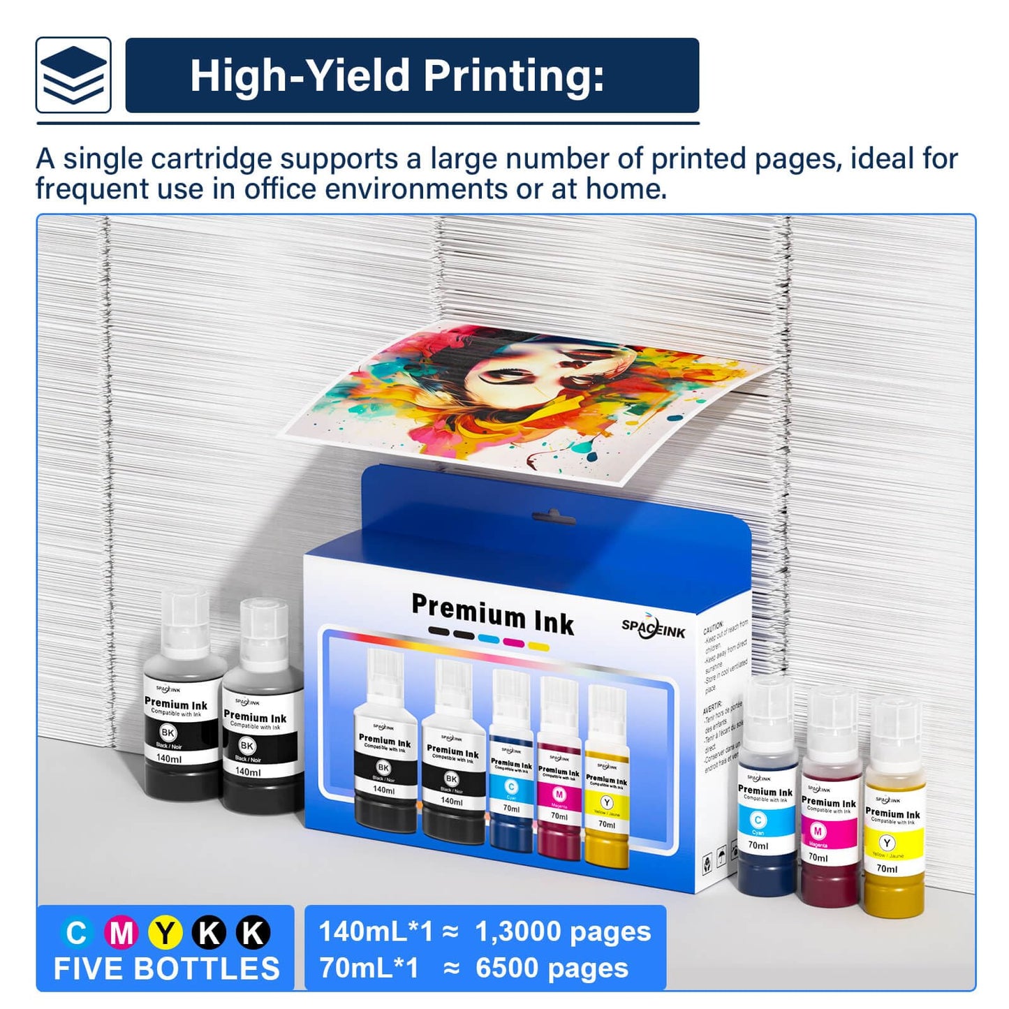 Compatible Ink Refill Bottles Replacement for T502 T522 ET-2760 ET-4760 ET-2800 ET-2850 ET-3850 ET-4850 ET-2720 ET-2803 ET-3760 ET-2400 ET-4800 ET-2750 ET-4750 ET-3750 ET-2988 Printer (2BK C M Y)