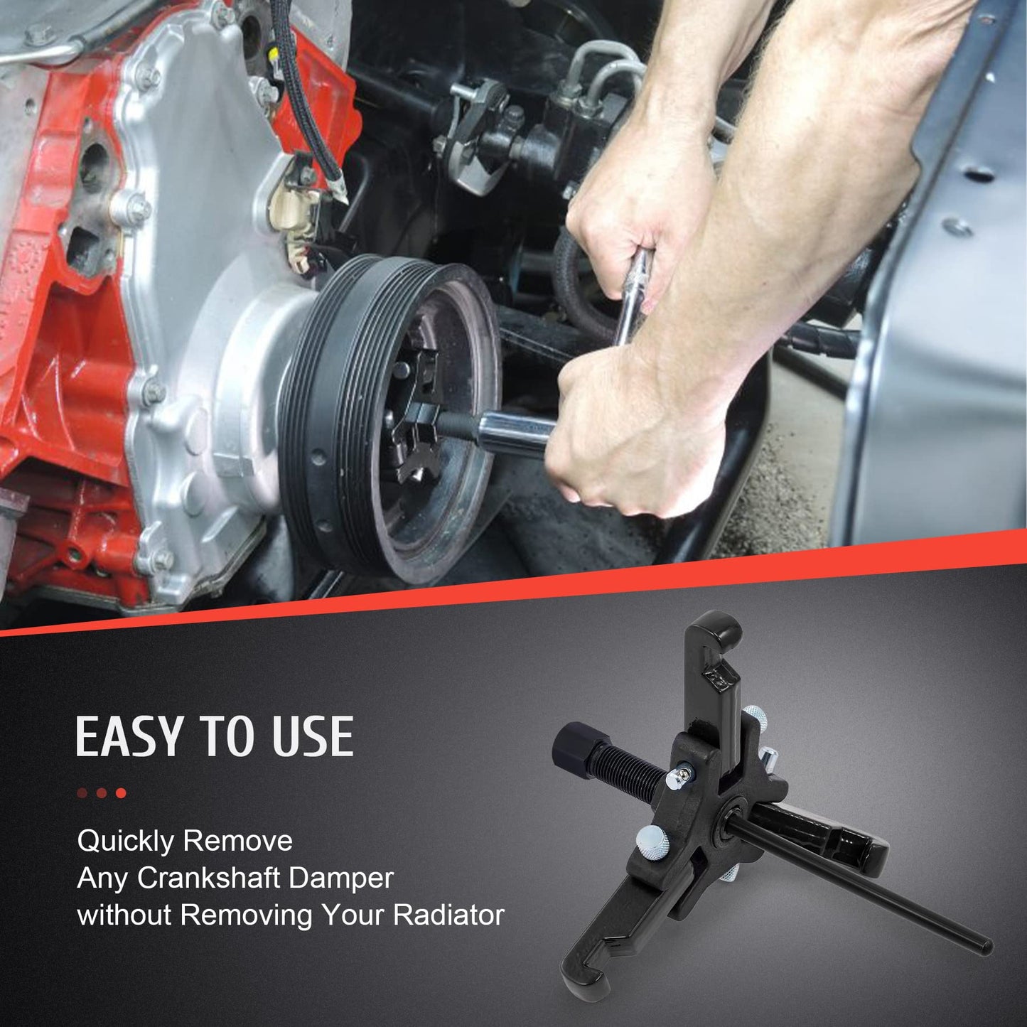 Orion Motor Tech Harmonic Balancer Puller Kit, Professional Automotive Tool Set for Removing Harmonic Dampers & Balancers, 3 Jaw Pulley Puller Set Compatible with Chevy GM Chrysler Cadillac Ford More