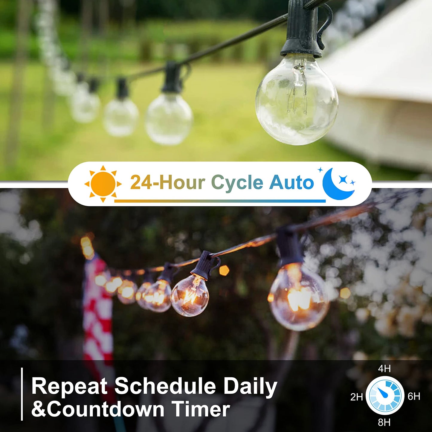 Outdoor Dimmer for String Lights, 560W Plug-in Dimmer Lights Switch with Timer & 24H Cycle, IP65 Waterproof Outdoor Dimmer Plug, 100FT Wireless Remote for LED Lights, Indoor Lamps & Christmas Décor