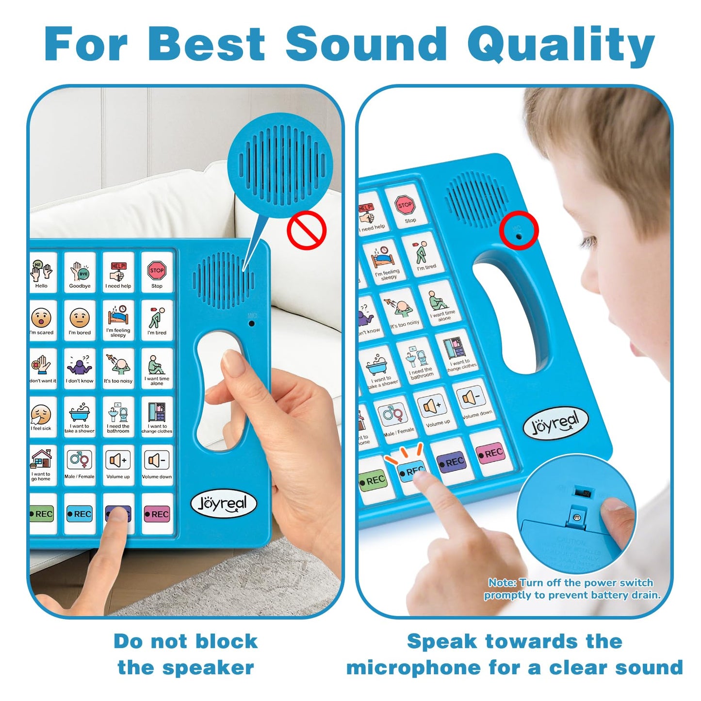 AAC Device for Autism, Joyreal Non Verbal Communication Tools for Speech Therapy & Stroke Rehab. Augmentative Alternative Communication Tablet, Autism Talking Aids with 8 Programmable Buttons