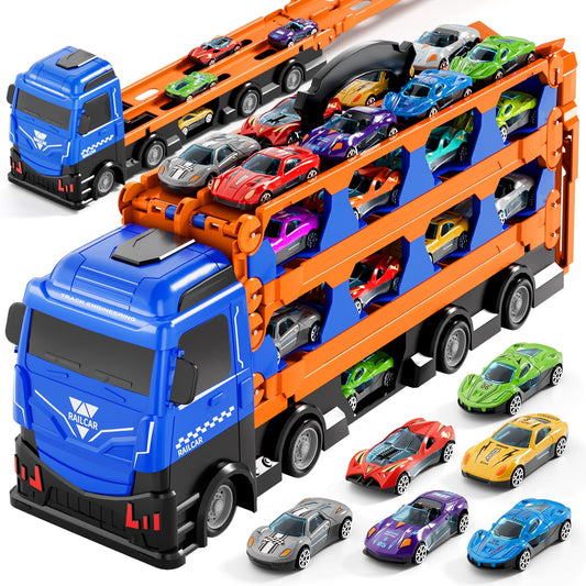 Ci Vetch 78 inches Transport Truck with 24pcs Die-Cast Cars Toys, Cars Toddler Toys Gifts for 3 4 5 6 7 Years Old Boys Girls Kids, Boys Toys Age 3-5 4-7