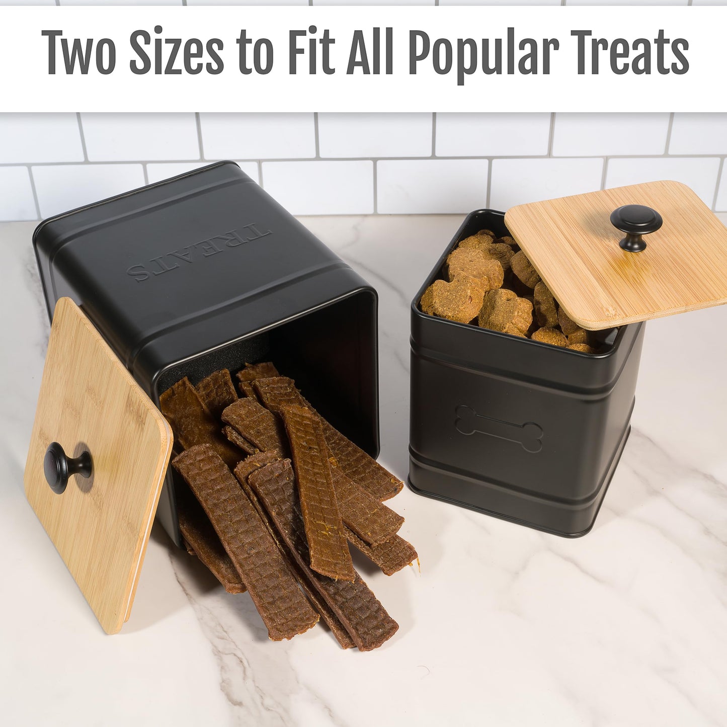 Autumn Beginnings Dog Treat Jar, 2 Pack Large Glass Pet Treat Container with Airtight Bamboo Lid, for Dog Cookies, Dog Training Treats, Dog Food Storage, for Small and Large Dogs