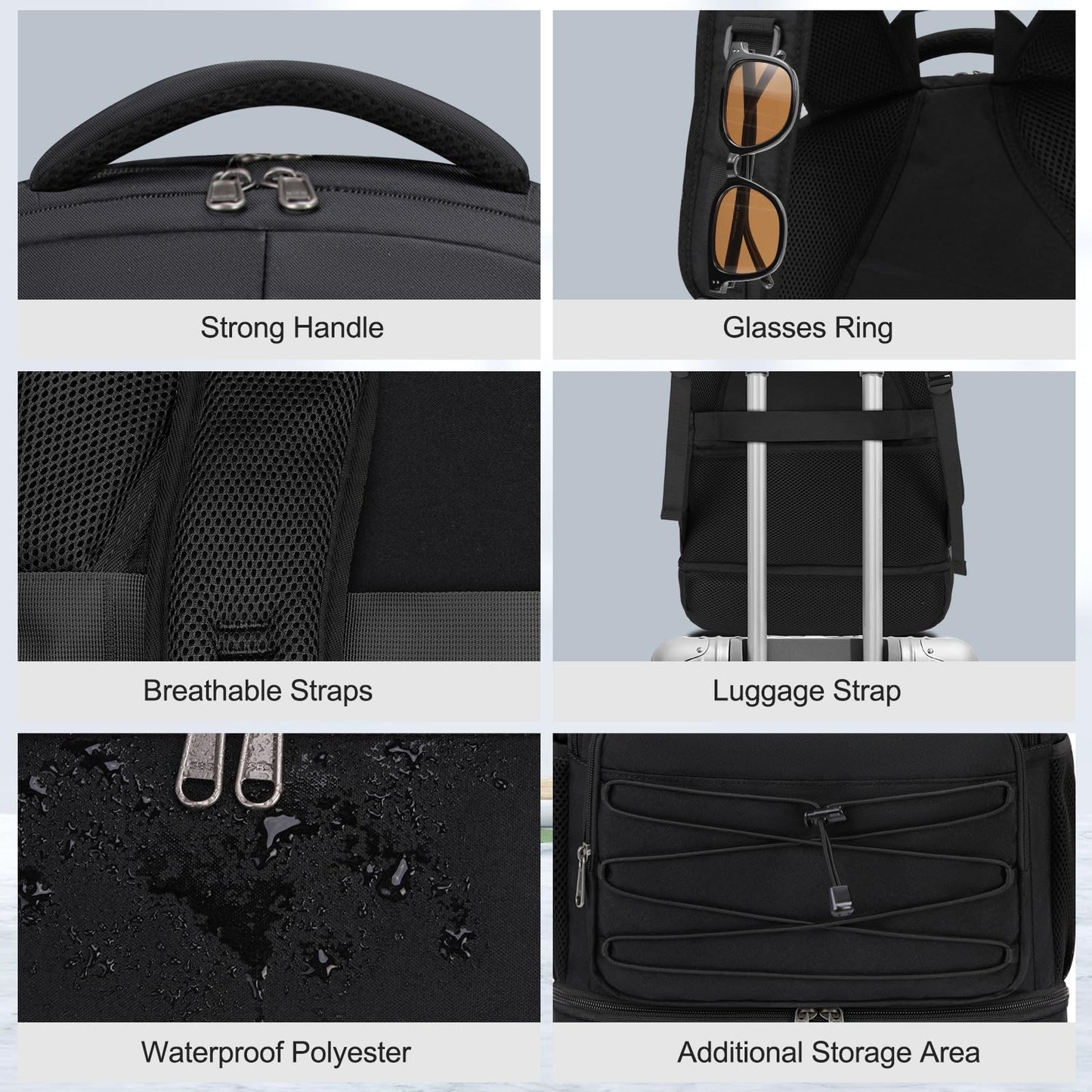 SDYSM Lunch Backpack for Men, 17.3 Inch Laptop Backpack with Charging Port & Earphone Hole Travel Work Backpack with Insulated Lunch Bag Waterproof Computer Backpack for College School Business, Black