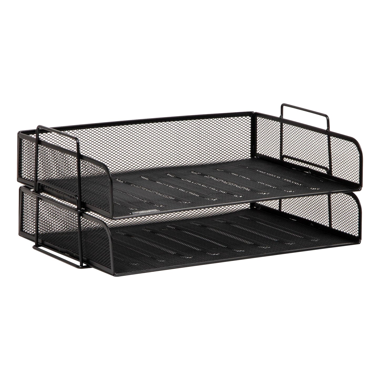 Mind Reader Stackable Paper Tray, Desktop Organizer, File Storage, Office, Metal Mesh, 13.25" L x 9.75" W x 6.25" H, 2 Pcs., Black