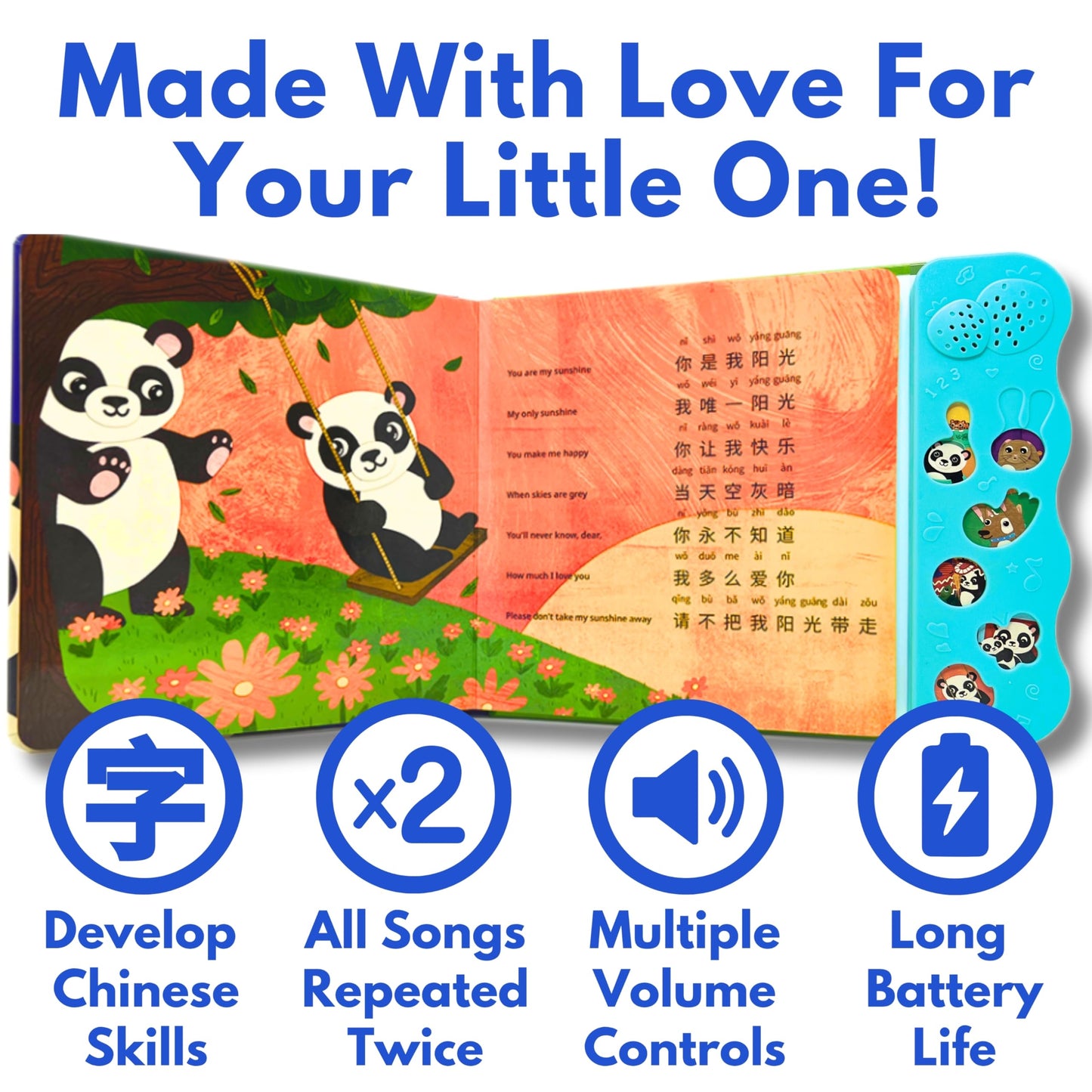 Bao Bao Learns Chinese Vol. 2 | Musical Chinese Book & Bilingual Toy Gift for Babies & Toddlers; Learn Chinese Nursery Rhymes for Kids; Mandarin Chinese Board Book for Learning Chinese