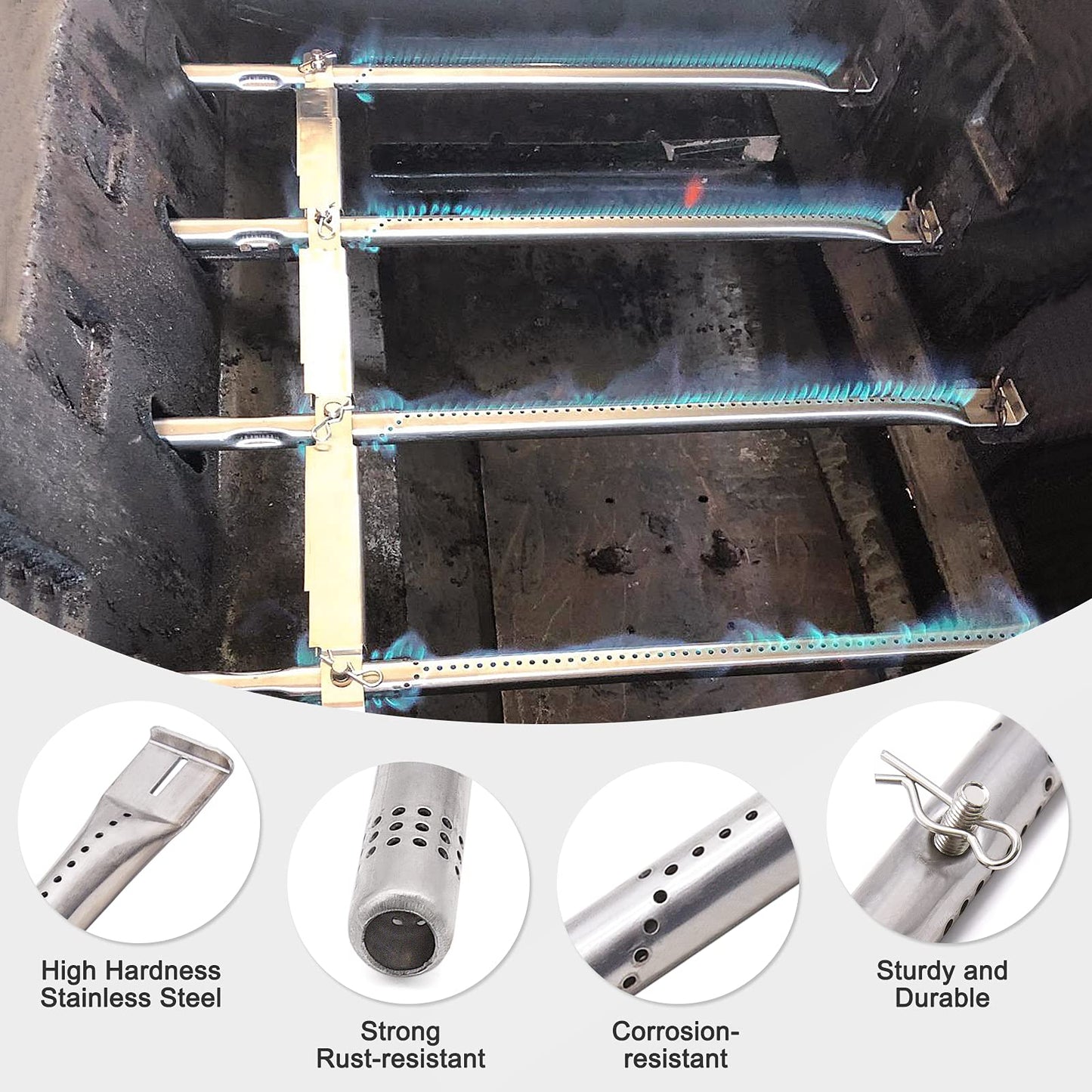 BBQ Parts Replacement for Char-Broil 4 Burner 466335517 463377217 463377017 463377319 463375619 466342119 463376017 466339417 Gas Grills, Heat Shield, Barbecue Burner, Crossover Tube, Barbecue Igniter