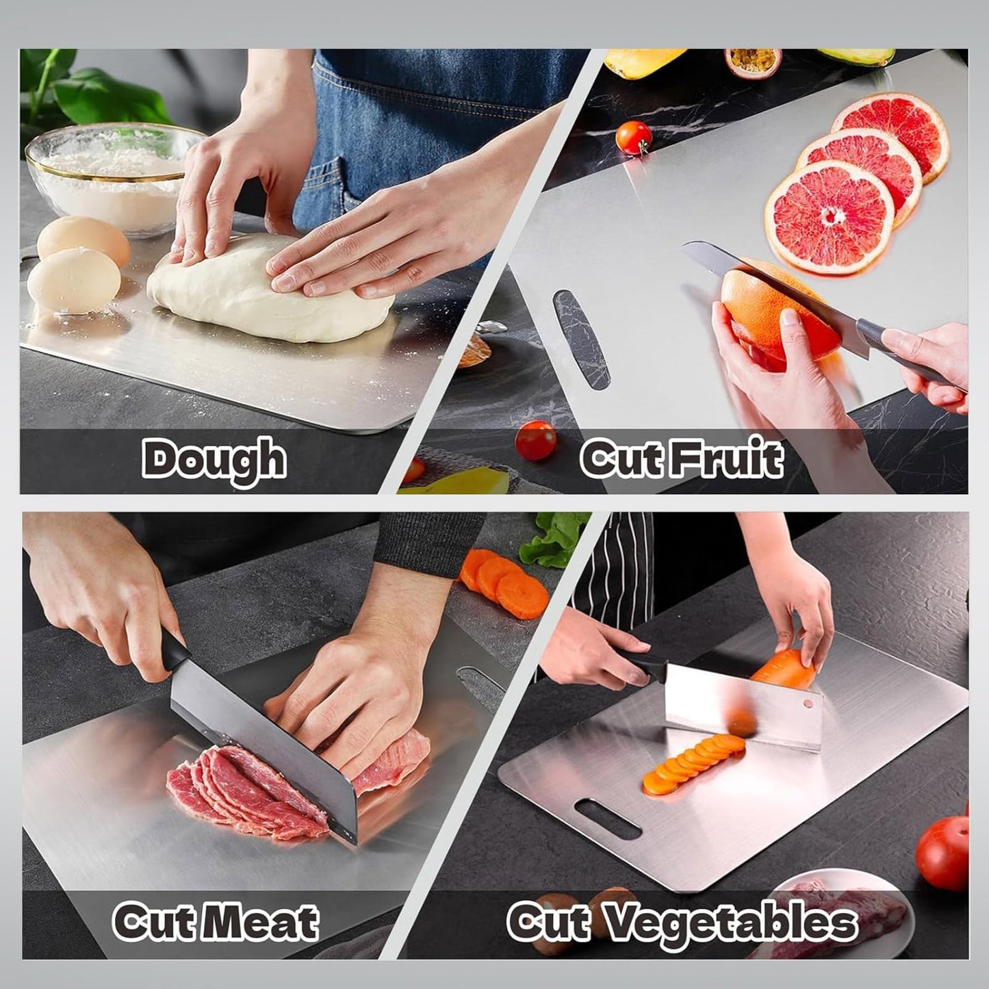 2PC Titanium Cutting Board,2026 New Upgrade 100% Pure Titanium Cutting Board for Kitchen,Double-Sided Food-Grade Metal Chopping Boards,Easy to Clean, Non-Stick & Odor-Resistant(S+L)