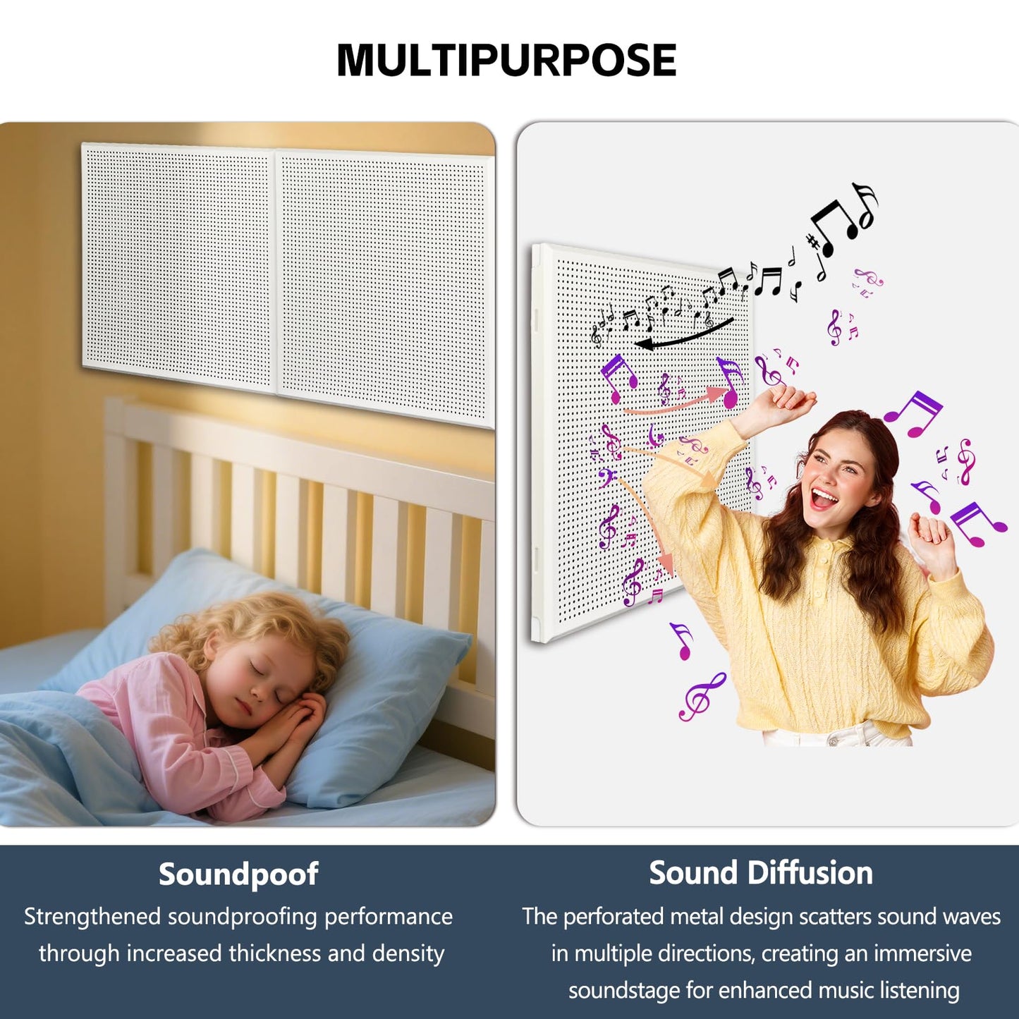 TroyStudio Perforated Aluminum Acoustic Panels, 4 Pcs 12" x 12" x 0.8" Self-adhesive Sound Absorbing Panels, Easy Clean Soundproof Wall/Ceiling Tiles, Decorative Boards for Home Studio, Gaming Room