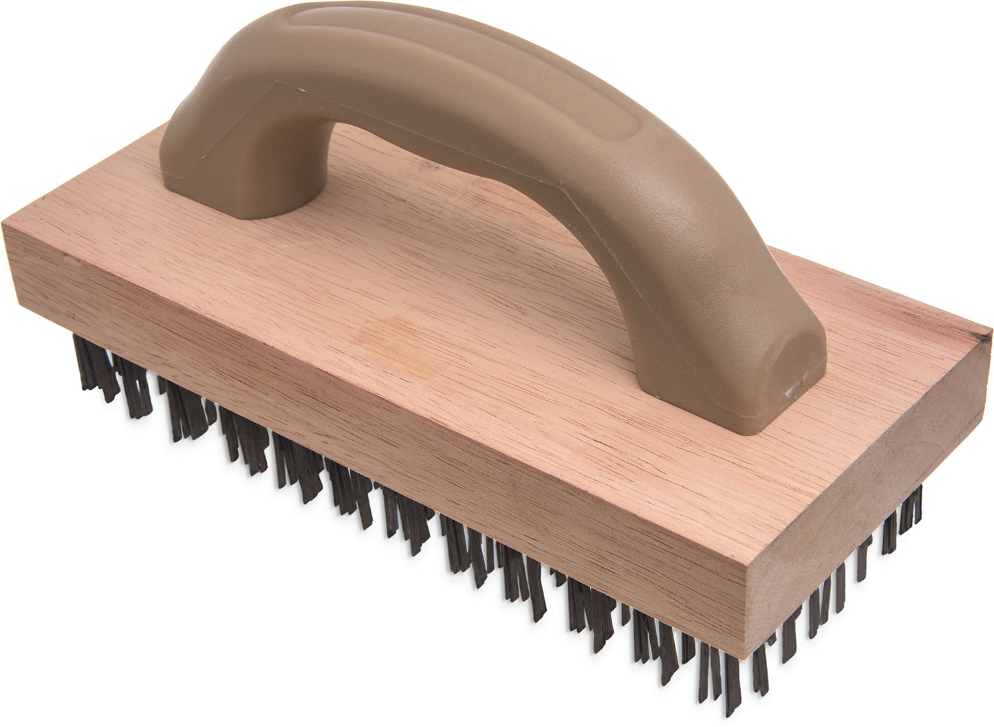 Carlisle FoodService Products Stainless Steel Block Brush with Steel Bristles, 9.38 X 3.78 Inches, Tan