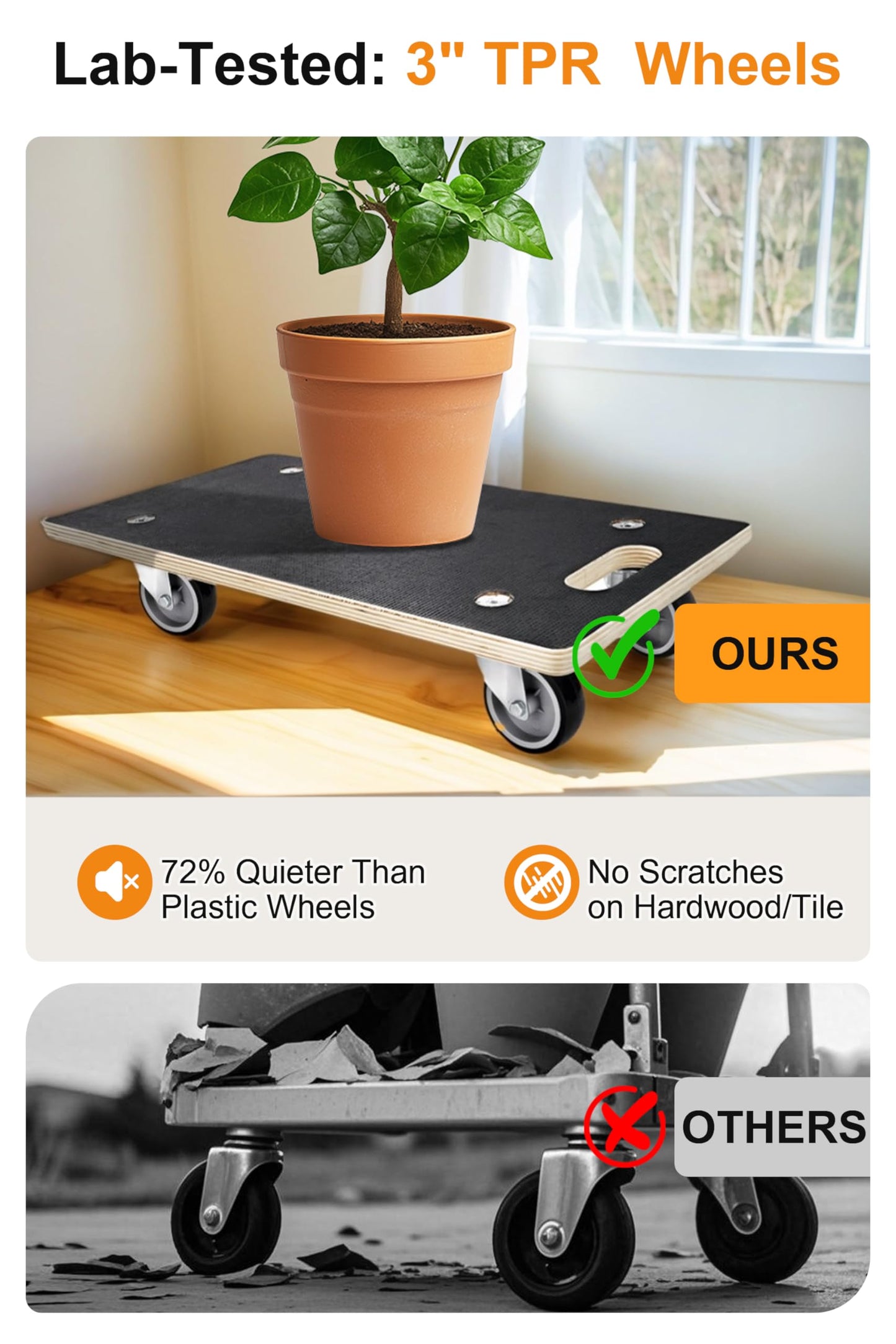 Furniture Mover Dolly, Rectangle Wood Platform Dolly 2 pcs 551 lbs Rolling Mover with Wheels for Moving Heavy Furniture, Refrigerator, Sofa, Cabinet