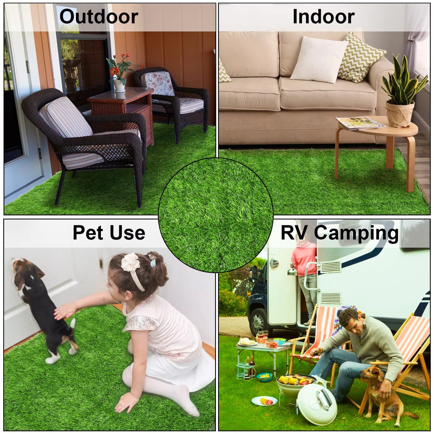 Fasmov Green Artificial Grass Rug, 3.2' x 6.5' Realistic Fake Grass Deluxe Synthetic Turf, Thick Lawn Pet Carpet, Indoor/Outdoor Area Rug