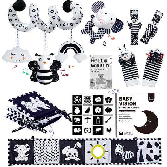 Black and White Sensory Toys for Babies,Montessori Toys for Babies,High Contrast Baby Toys for Toddlers Kids Early Learning Newborn Brain Development Toys Baby Gifts