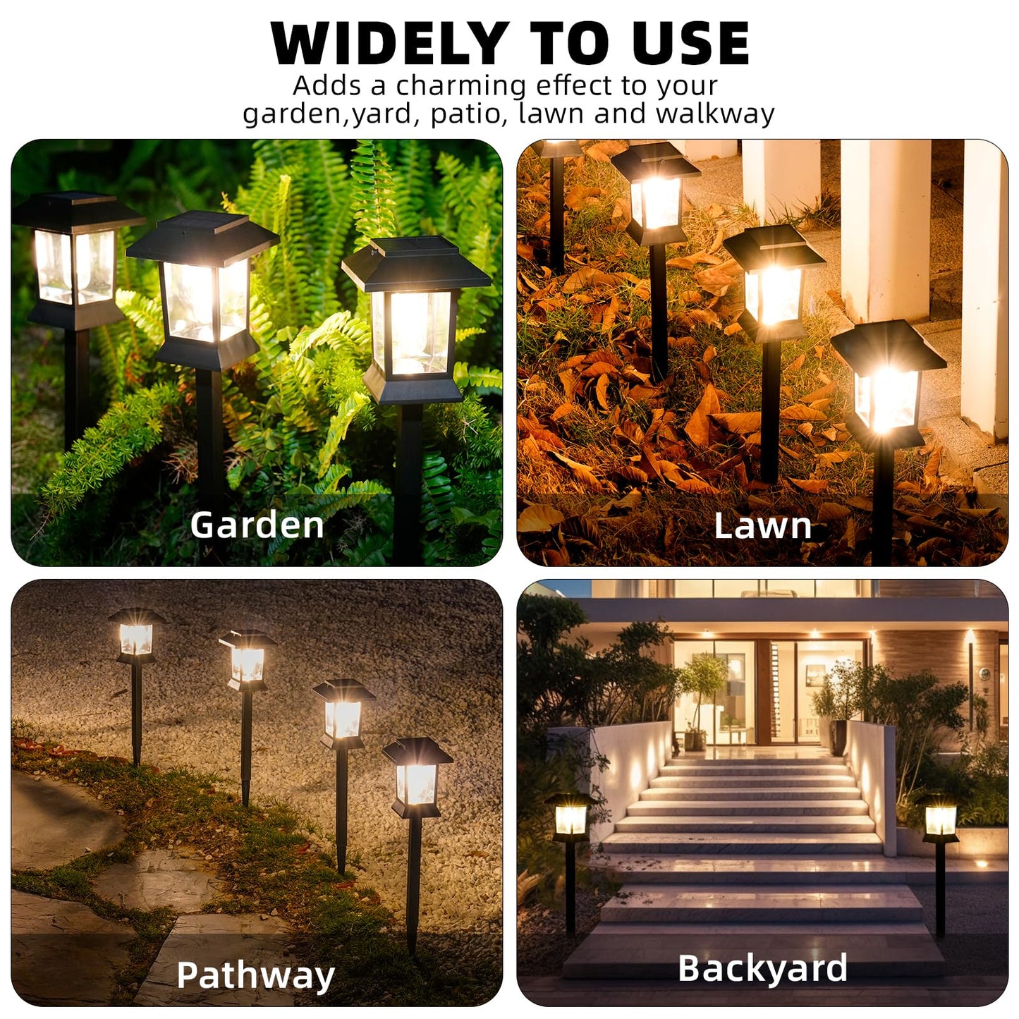 6 Pack Solar Lights Outdoor Dual-Use - Stake & Hang, Solar Pathway & Hanging Lights for Garden Driveway Walkway Yard Decor Landscape Lighting, IP65 Waterproof 1000mAh Battery Up to 12Hrs Auto On/Off