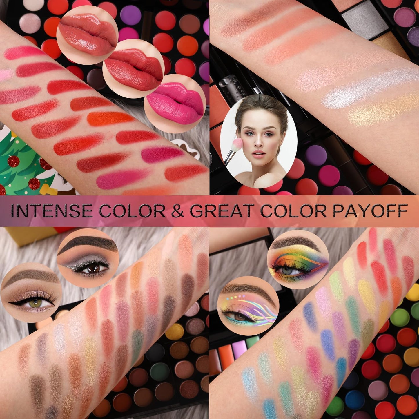 CHARMCODE Professional All in One Makeup Kit Full - 186 Colors Make Up Palette Gift Set Including Eyeshadow, Lip Gloss, Concealer, Highlighter, Contour, Brow Powder, Mascara, Blush & Brush,Multicolor