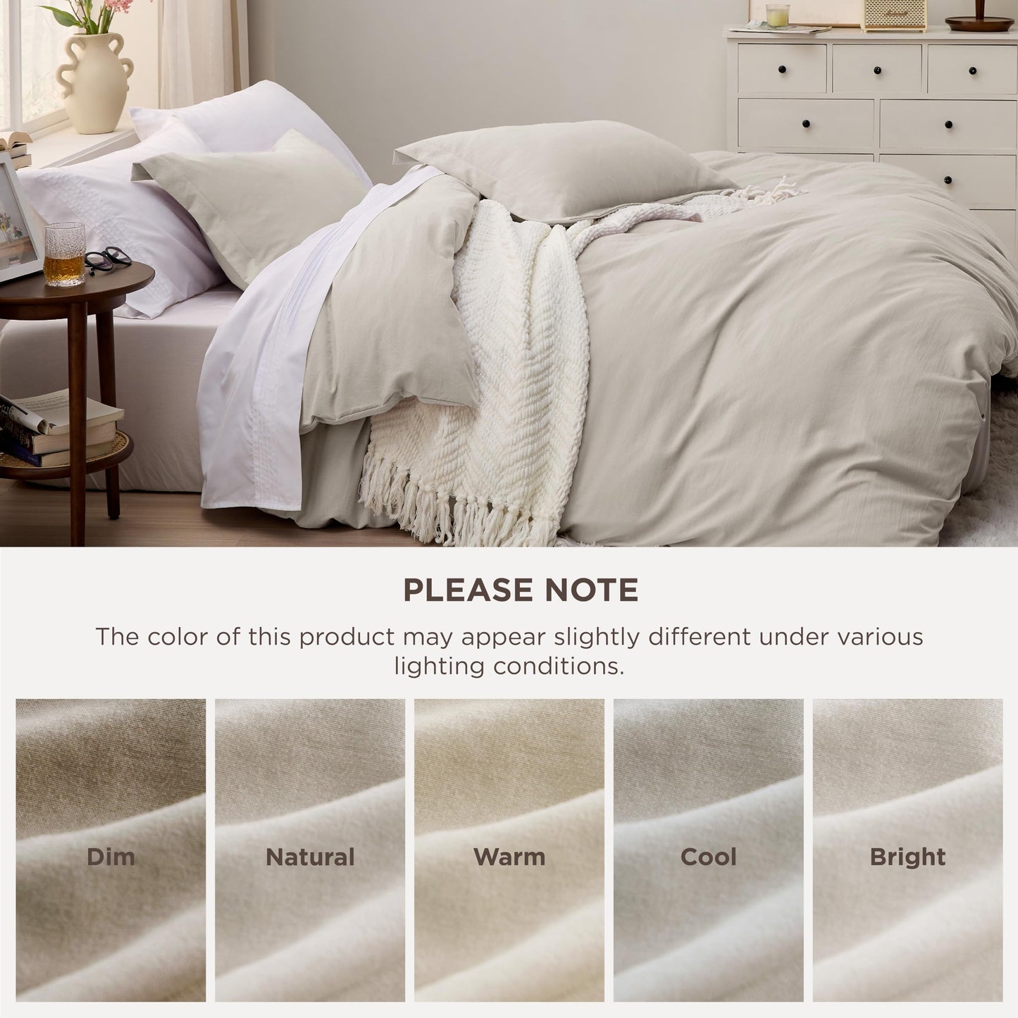 Bedsure Oversized King Duvet Cover - 3 Pieces Prewashed Cotton-Like Extra Soft Bedding Set, Includes 1 Duvet Cover 120x98 Inches with Zipper Closure & 2 Pillow Shams, Linen, Comforter Not Included