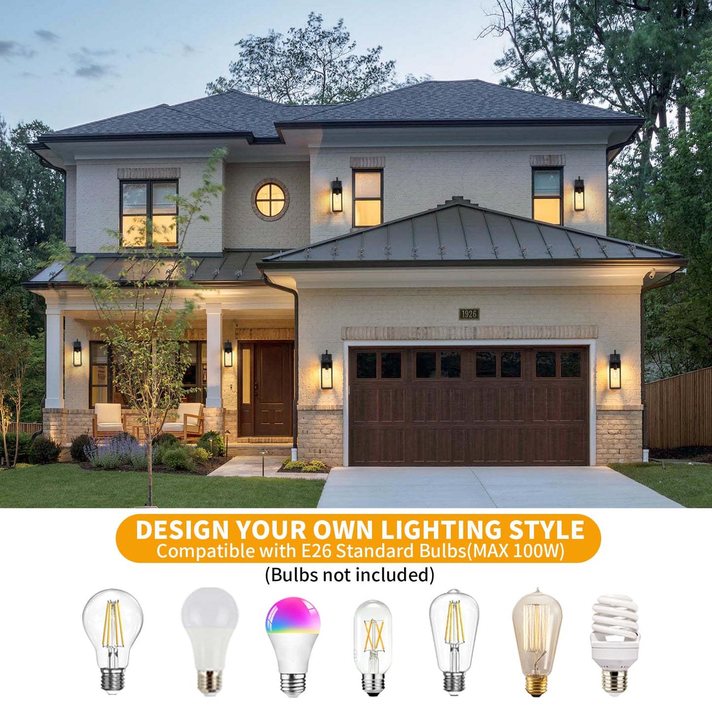 18'' Large Outdoor Wall Lights 1-Pack, Modern Black Exterior Lighting Fixtures, Waterproof Outdoor Sconces Porch Light for House Wall Mount, Farmhouse Wall Lanterns for Front Door, Garage